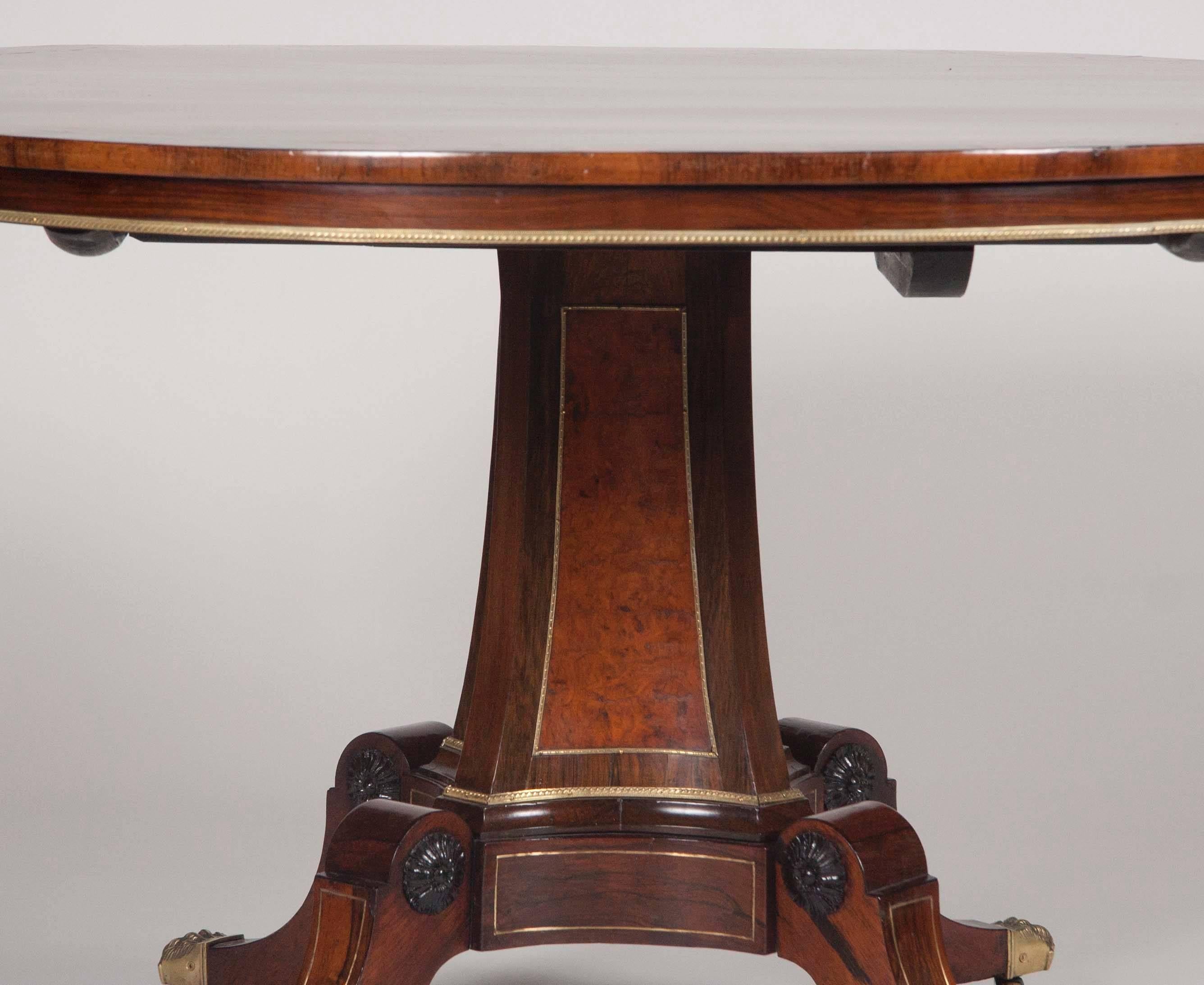 Early 19th Century A Rosewood, Burwood and Calamander Centre Table In The Manner of George Oakley