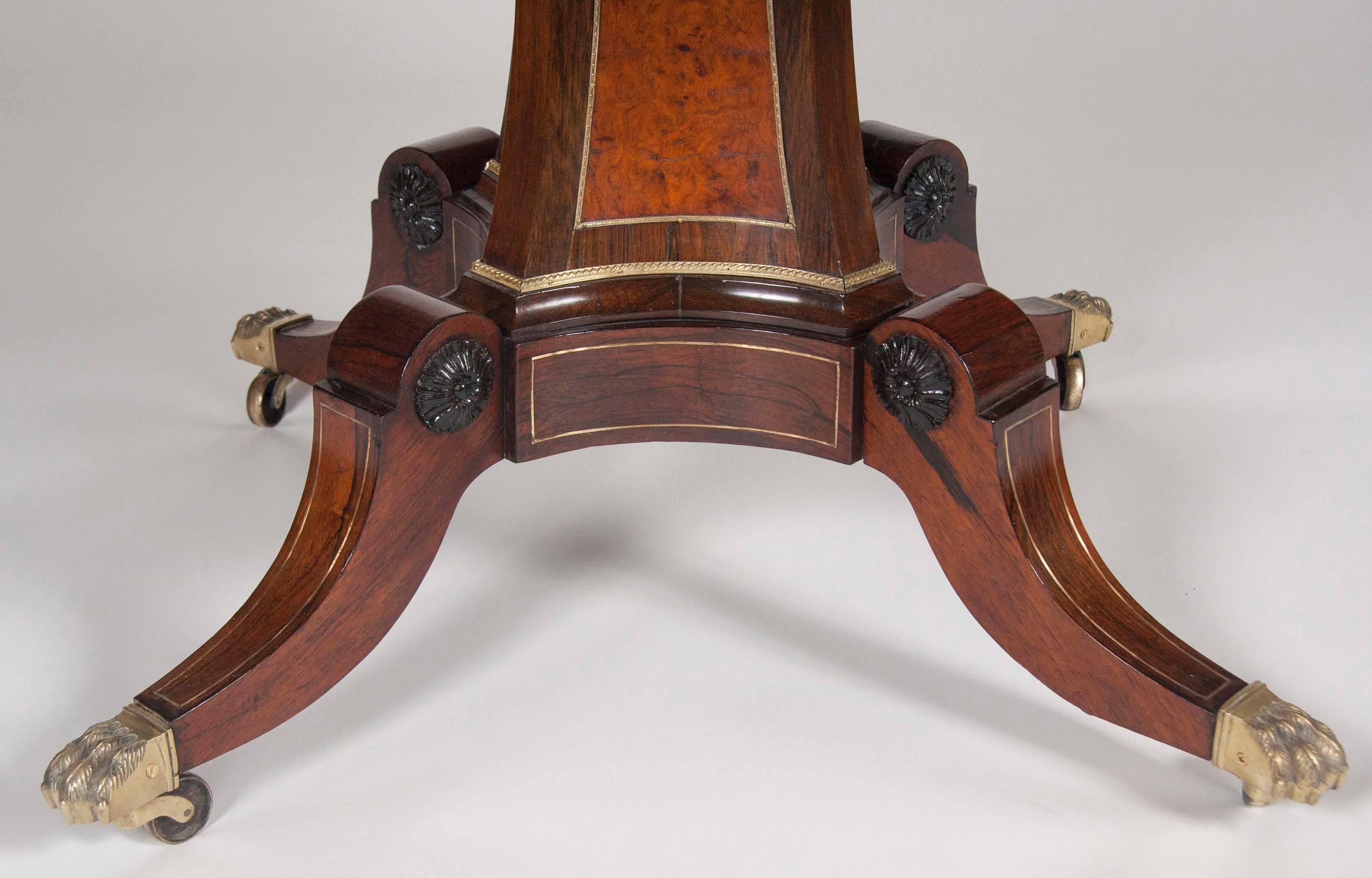 A Rosewood, Burwood and Calamander Centre Table In The Manner of George Oakley 3