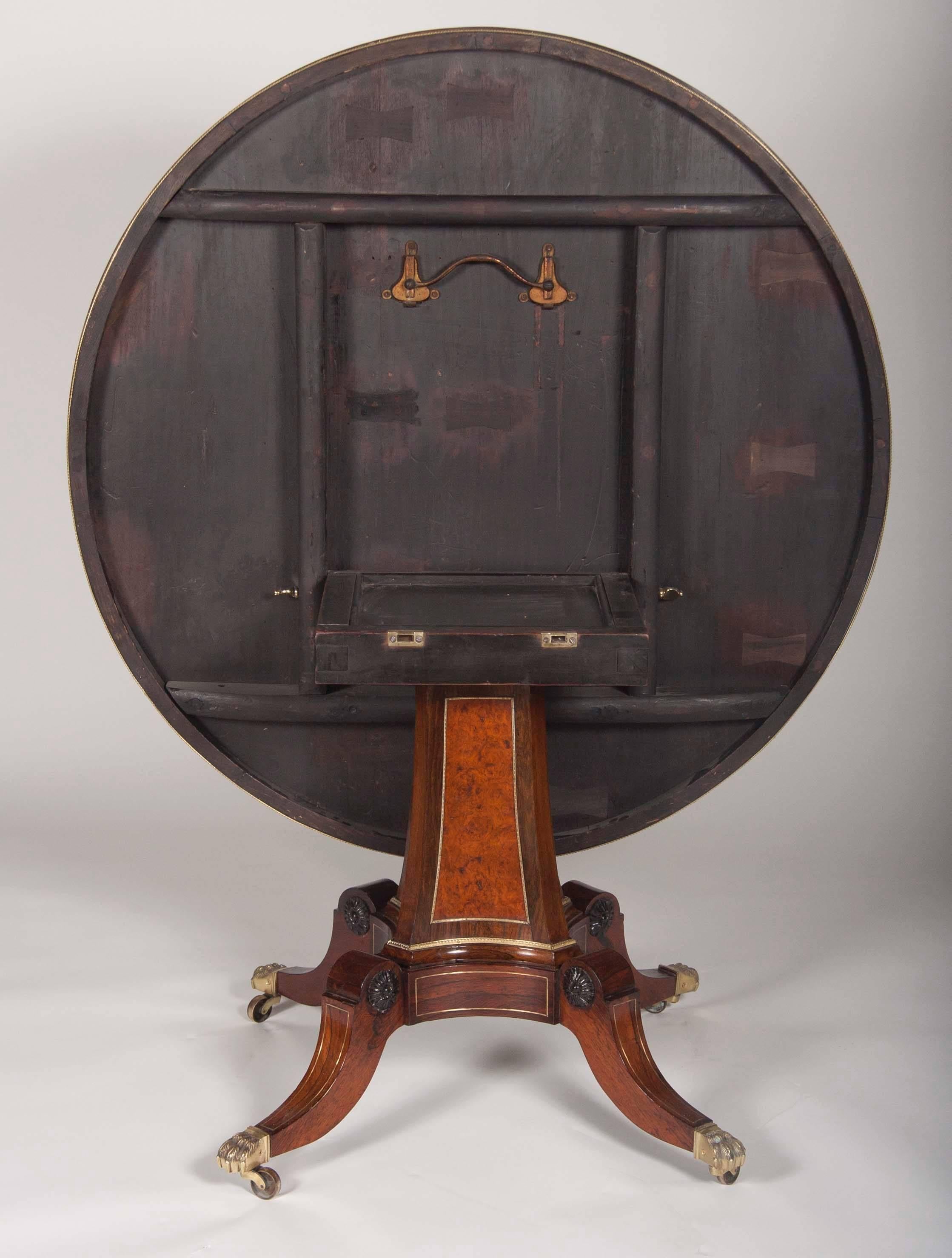 A Rosewood, Burwood and Calamander Centre Table In The Manner of George Oakley In Good Condition In Stamford, CT