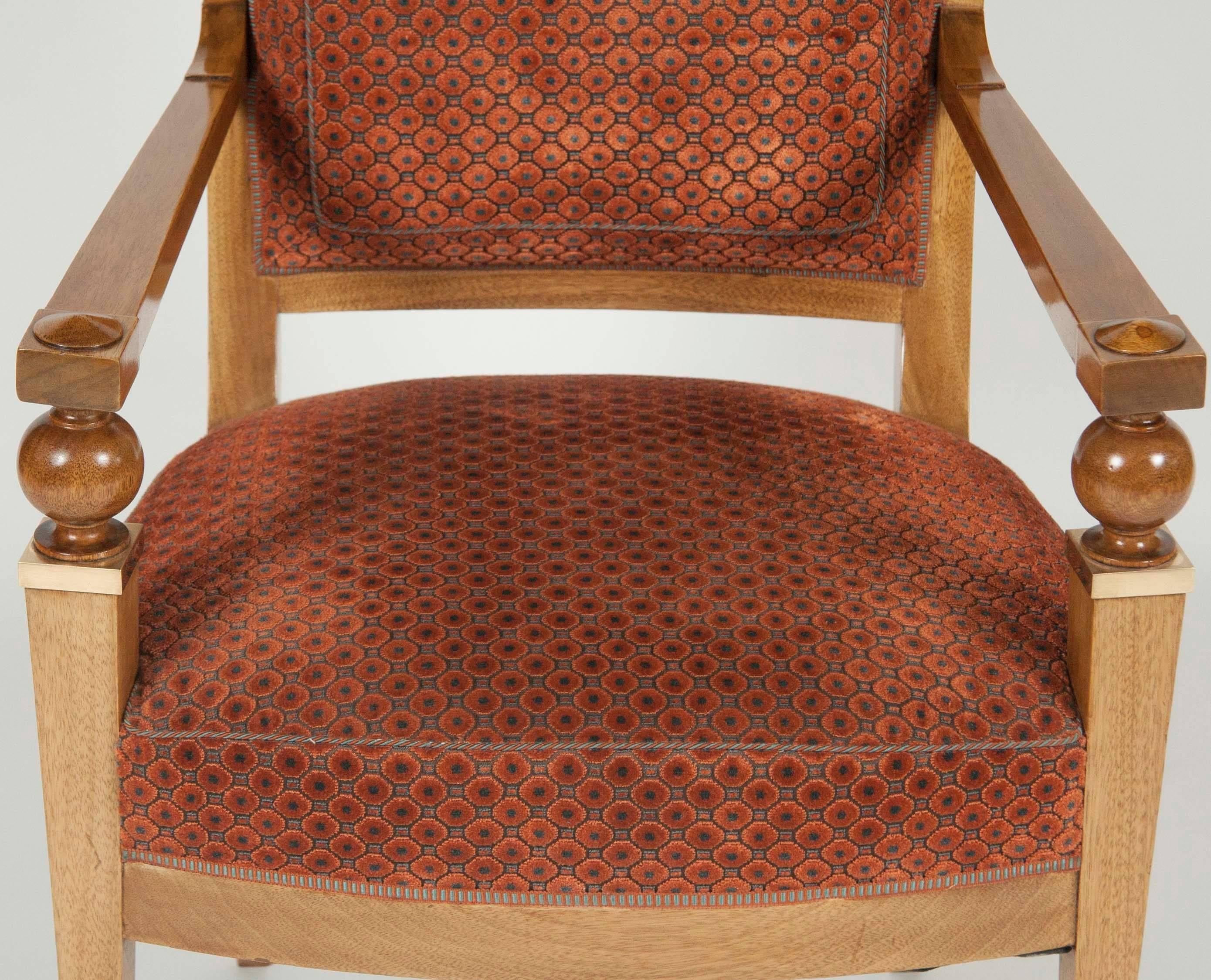 Pair of French Walnut Fauteuil with Bronze Mounts in the Manner of Arbus 2