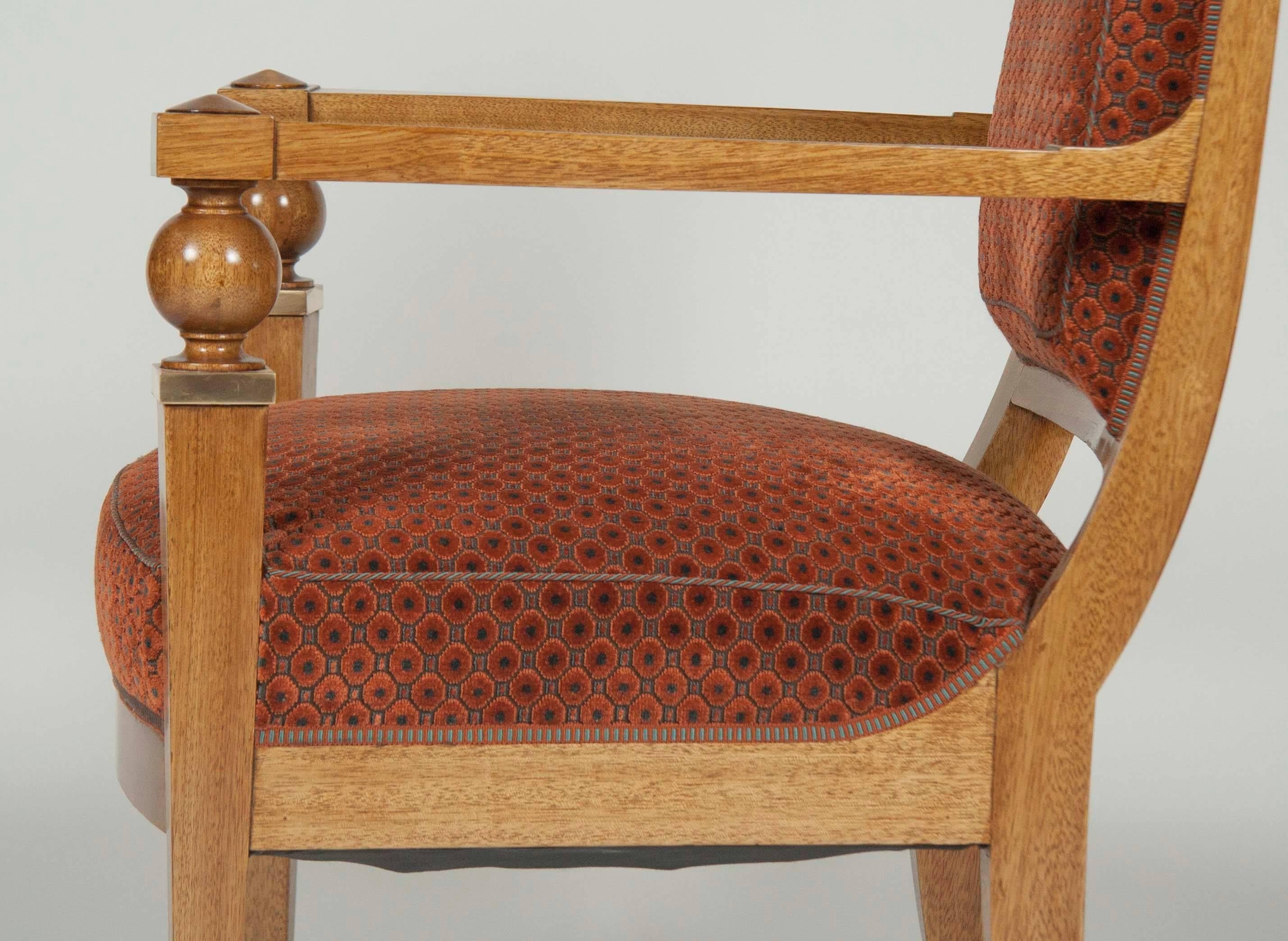 Pair of French Walnut Fauteuil with Bronze Mounts in the Manner of Arbus 3