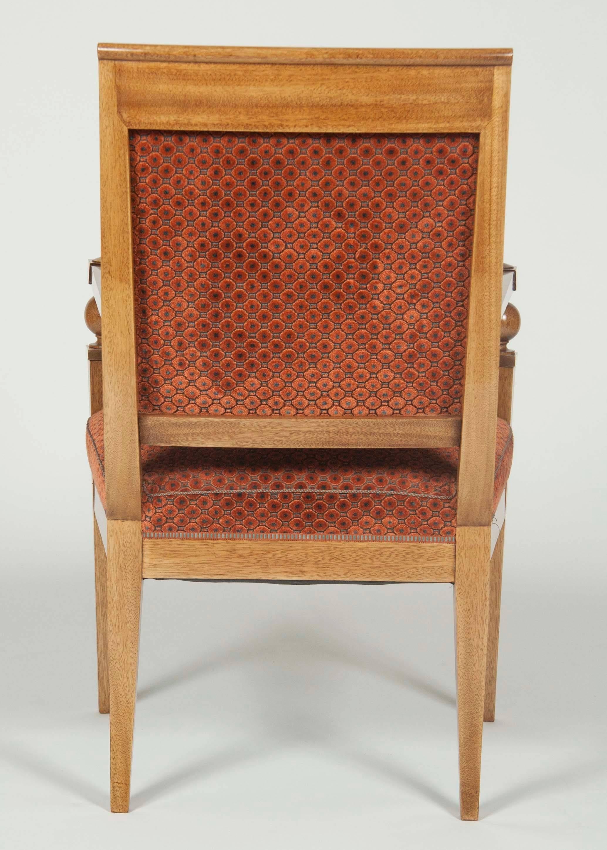 Mid-20th Century Pair of French Walnut Fauteuil with Bronze Mounts in the Manner of Arbus