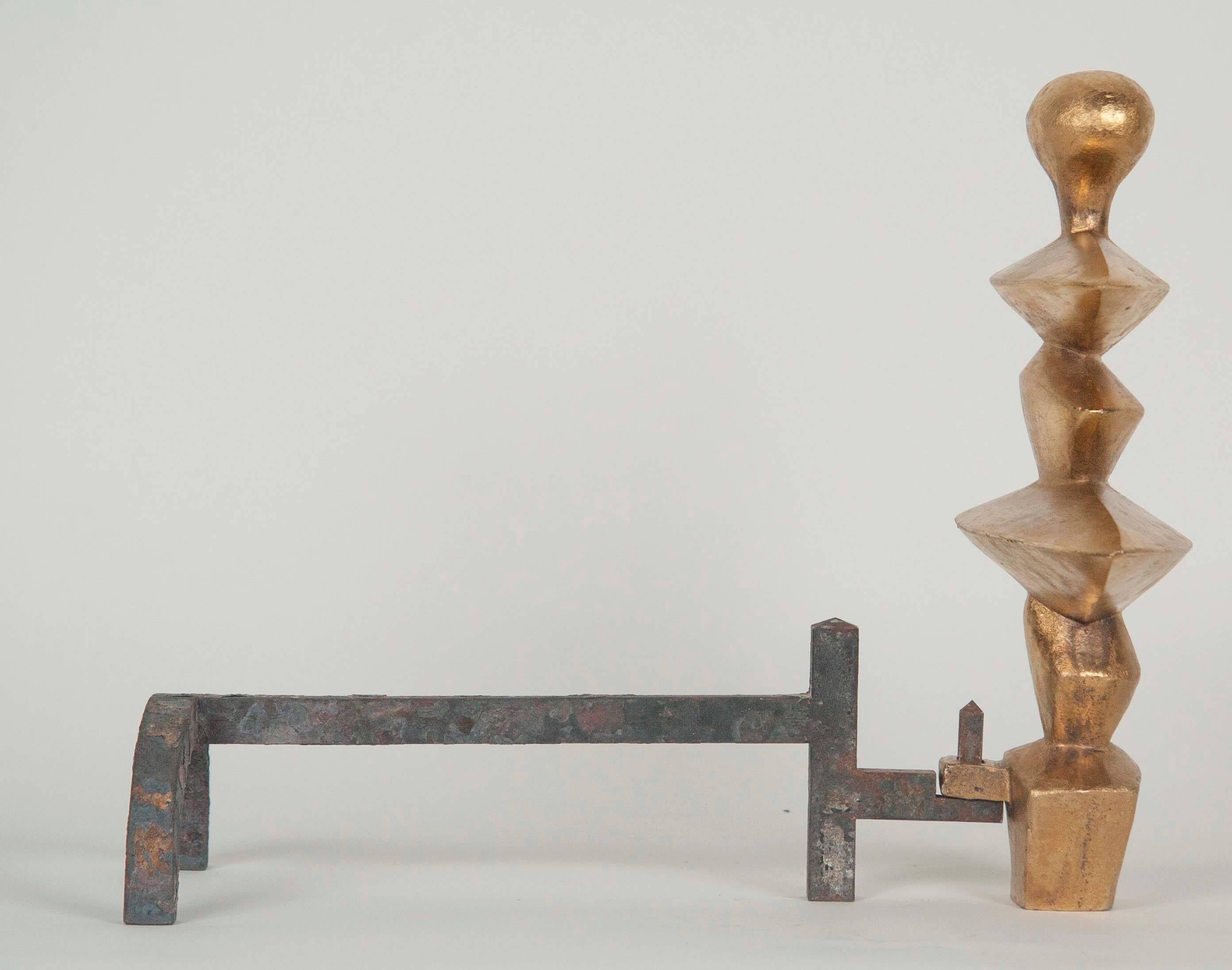 Modern 1978 Pair of Giacometti Andirons Produced by Nelson Rockefeller Collections