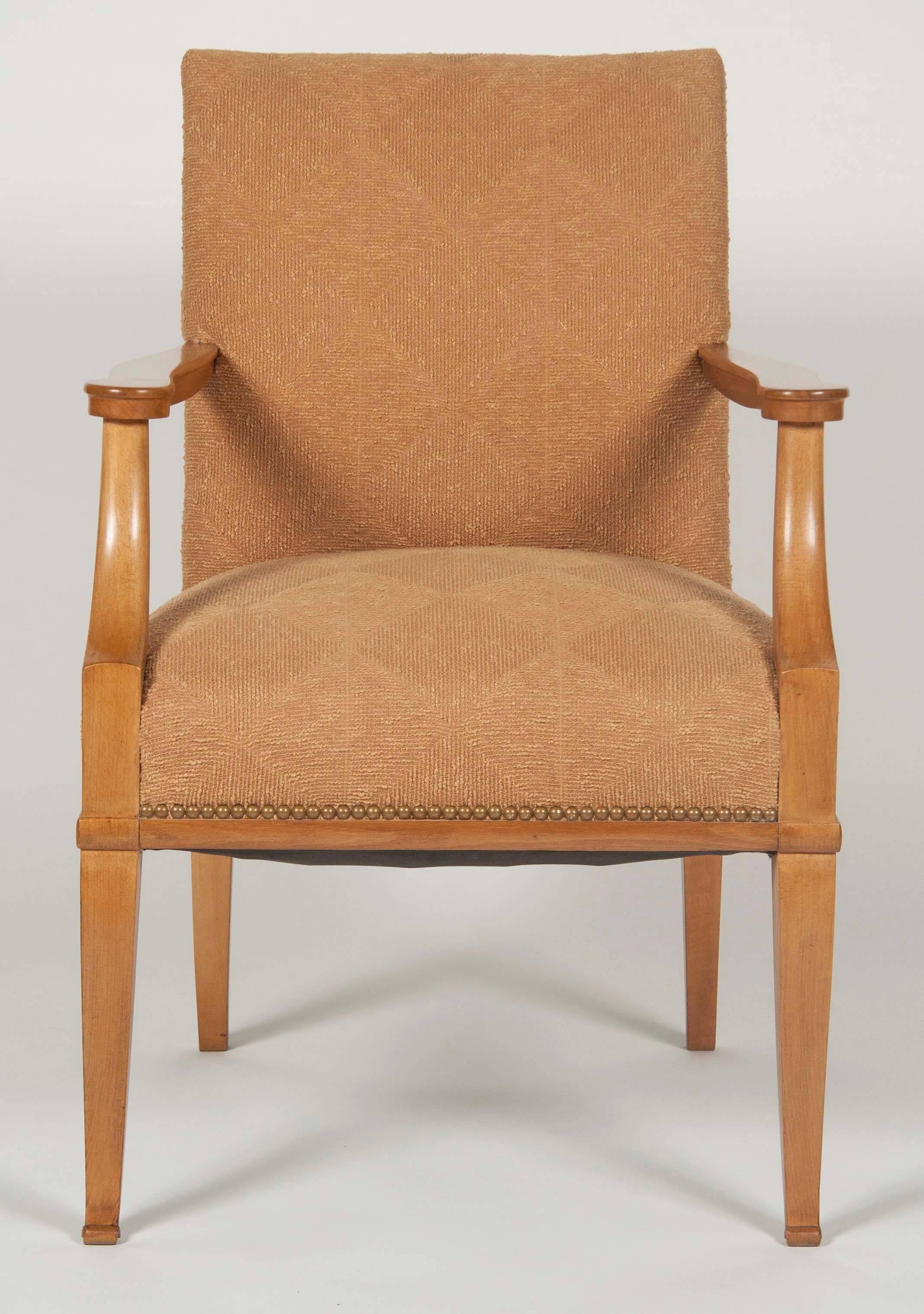 Mid-20th century, cherrywood armchair by renowned French architect, sculptor and furniture designer André Arbus (1903-1969), circa 1940.