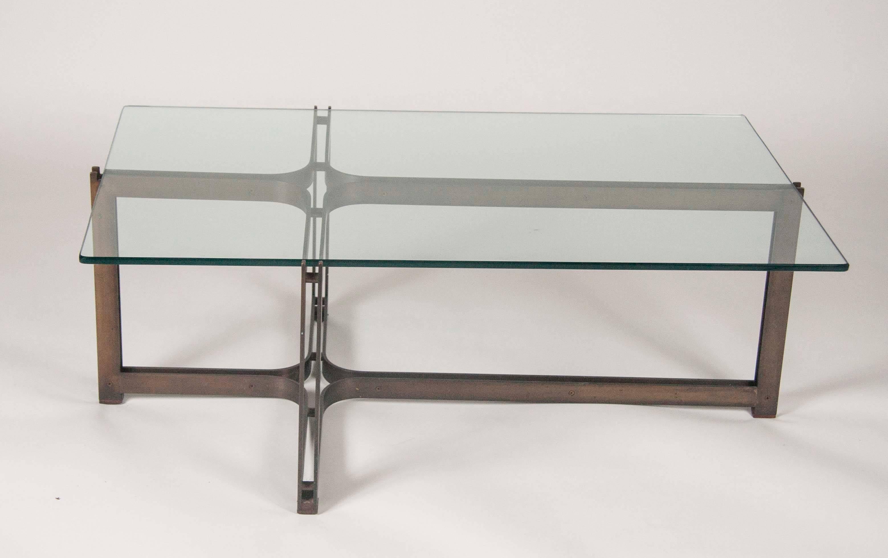 American Bronze and Rosewood Coffee Table Designed by Roger Sprunger for Dunbar For Sale