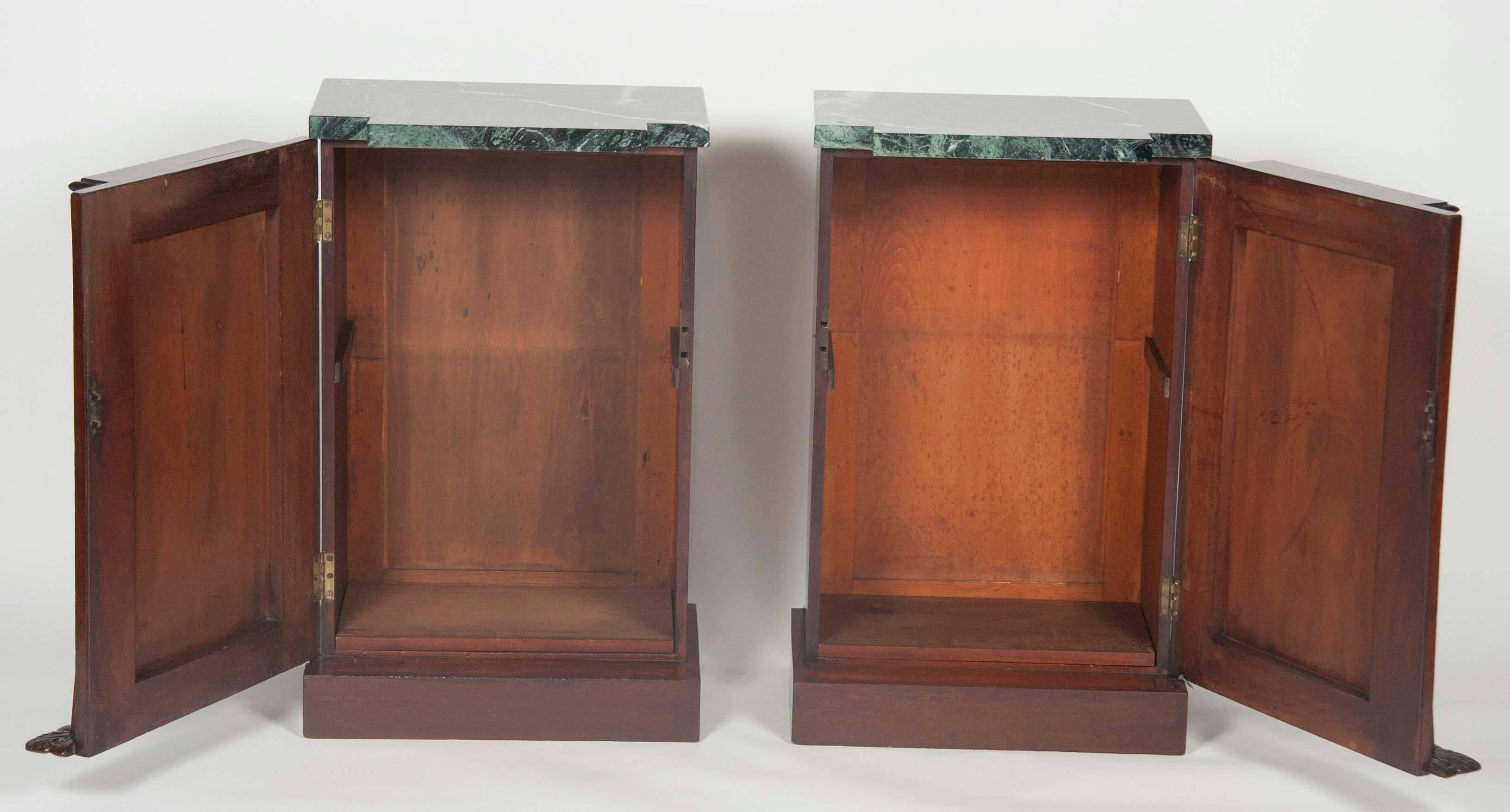 Pair of American Empire Mahogany Veneer Side Cabinets In Good Condition In Stamford, CT