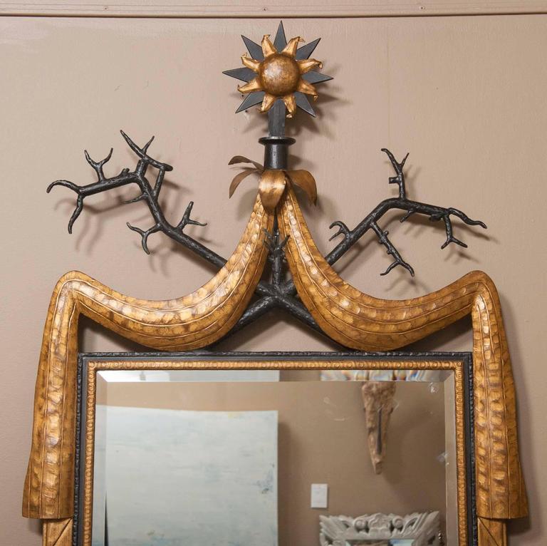 Exceptional Wrought And Painted Iron Mirror In The Manner Of Gilbert Art Deco Exceptional Wrought And Painted Iron Mirror In The Manner Of Gilbert Poillerat For