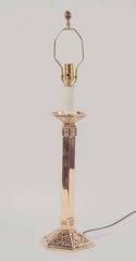 Large 1920s Solid Bronze Candlestick Mounted as a Lamp