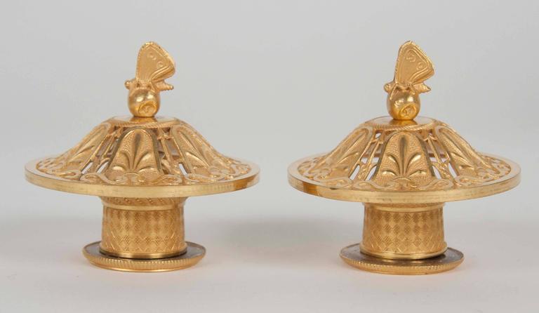 Pair of French Ormolu Bronze Cassolettes or Censers/Candlesticks For Sale 3
