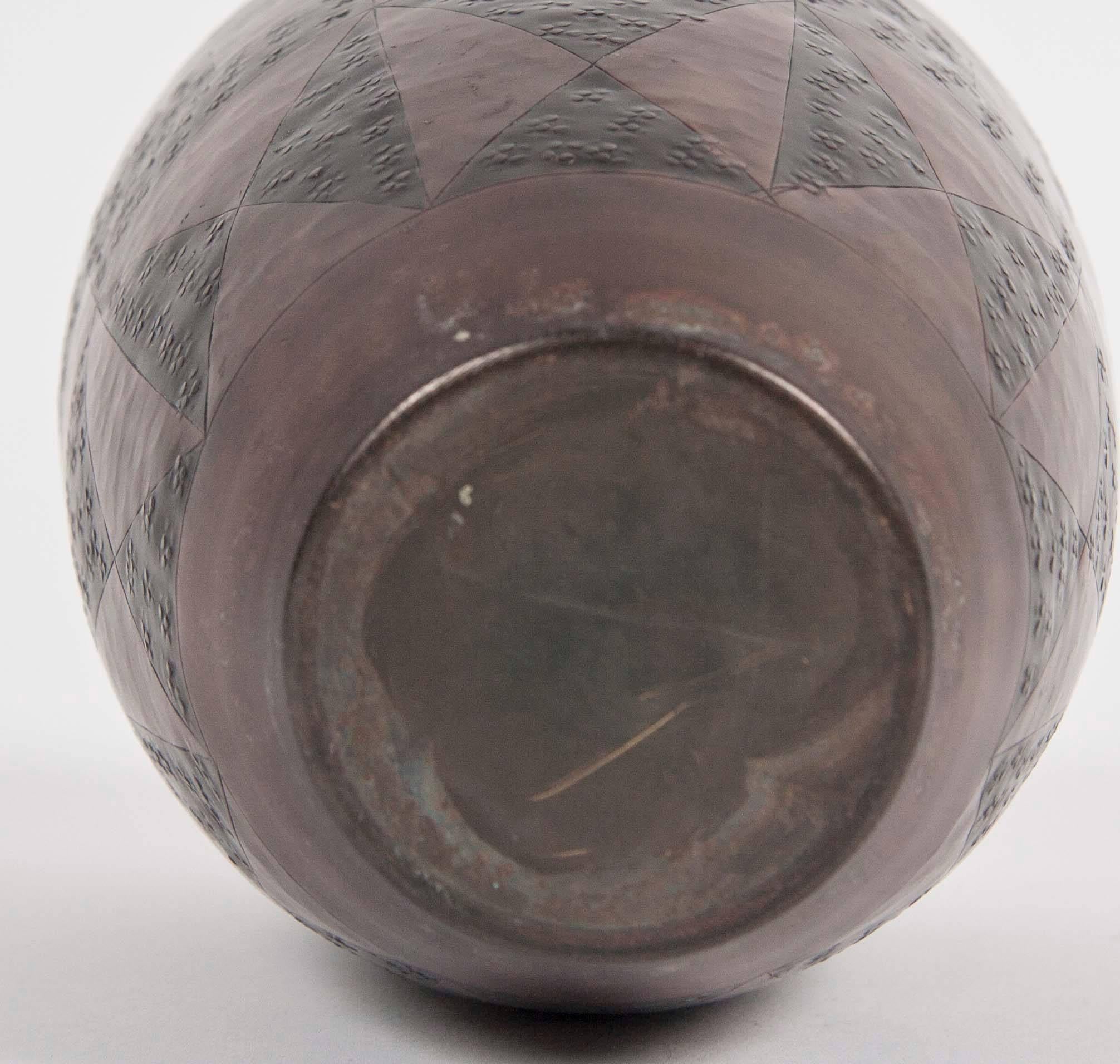 Textured Art Deco Dinanderie Brass Vase 3