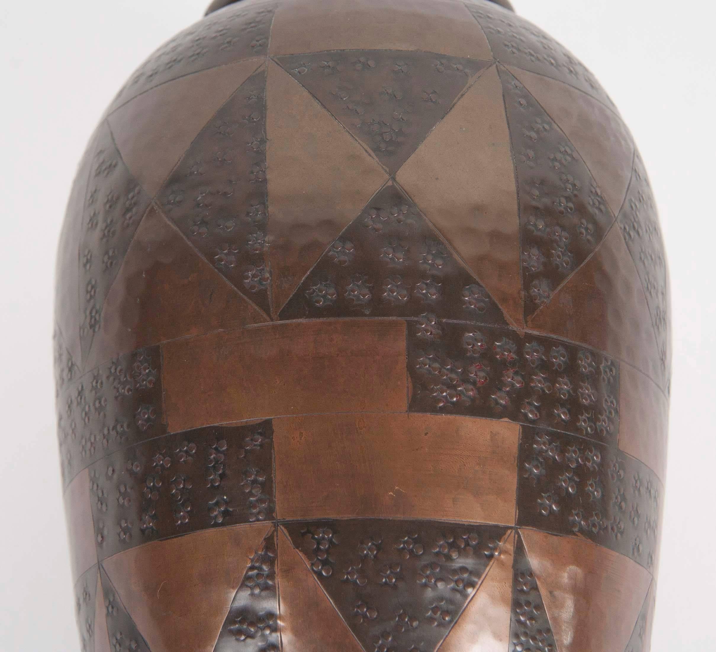 Textured Art Deco Dinanderie Brass Vase 1