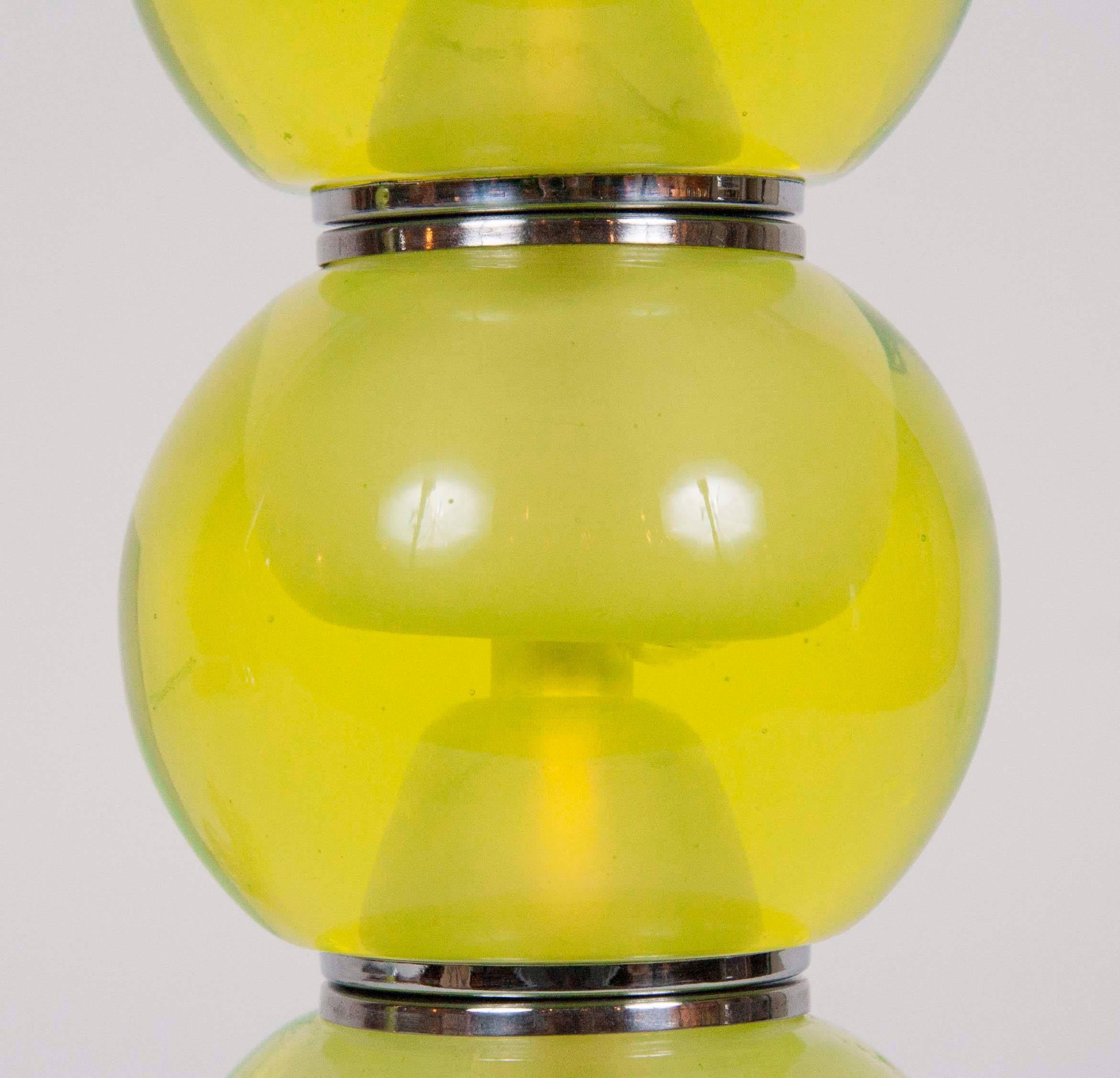 Pair of Mid-Century Murano Glass Lamps For Sale 1