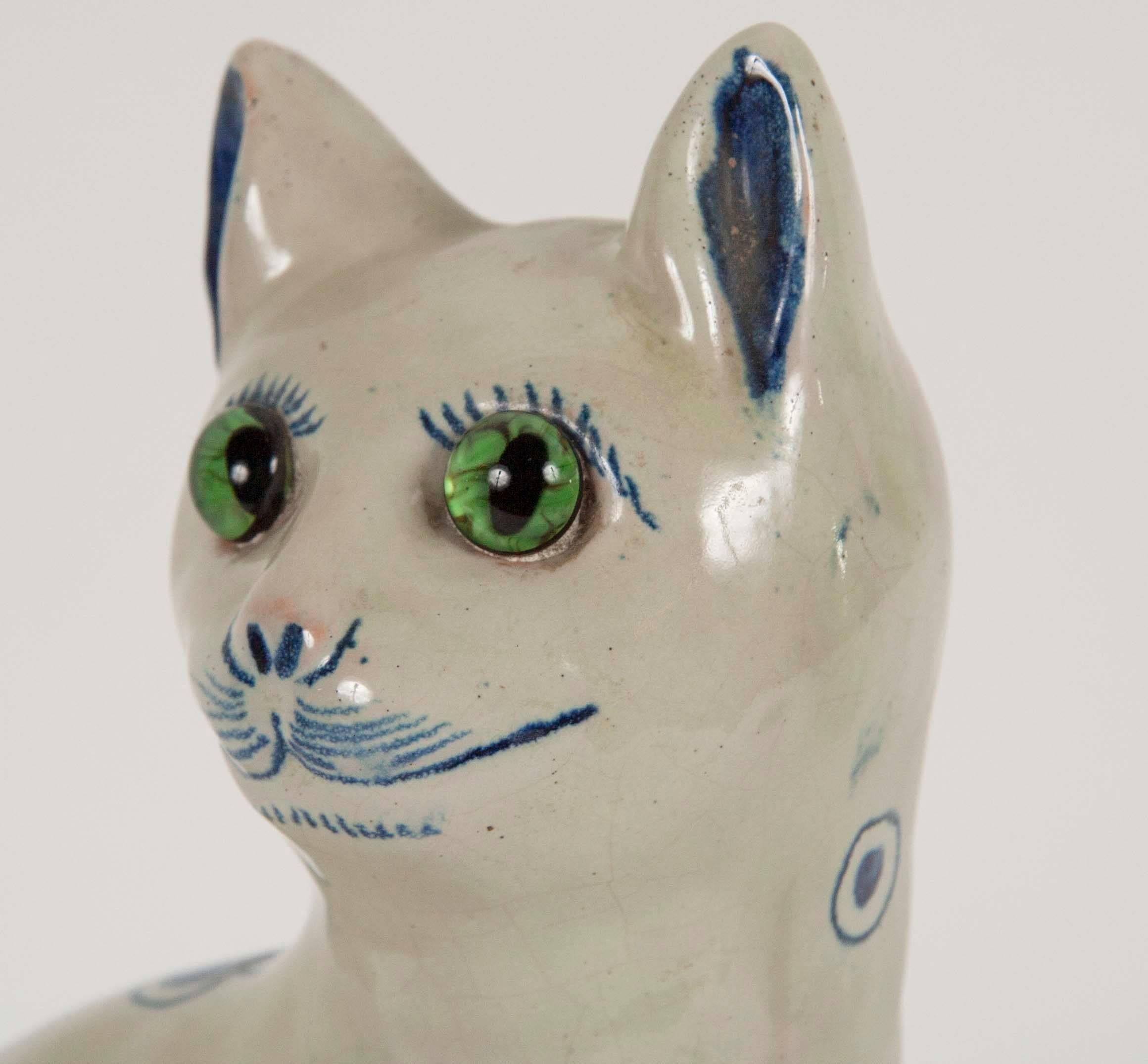 Ceramic Cat by Emile Galle In Excellent Condition In Stamford, CT