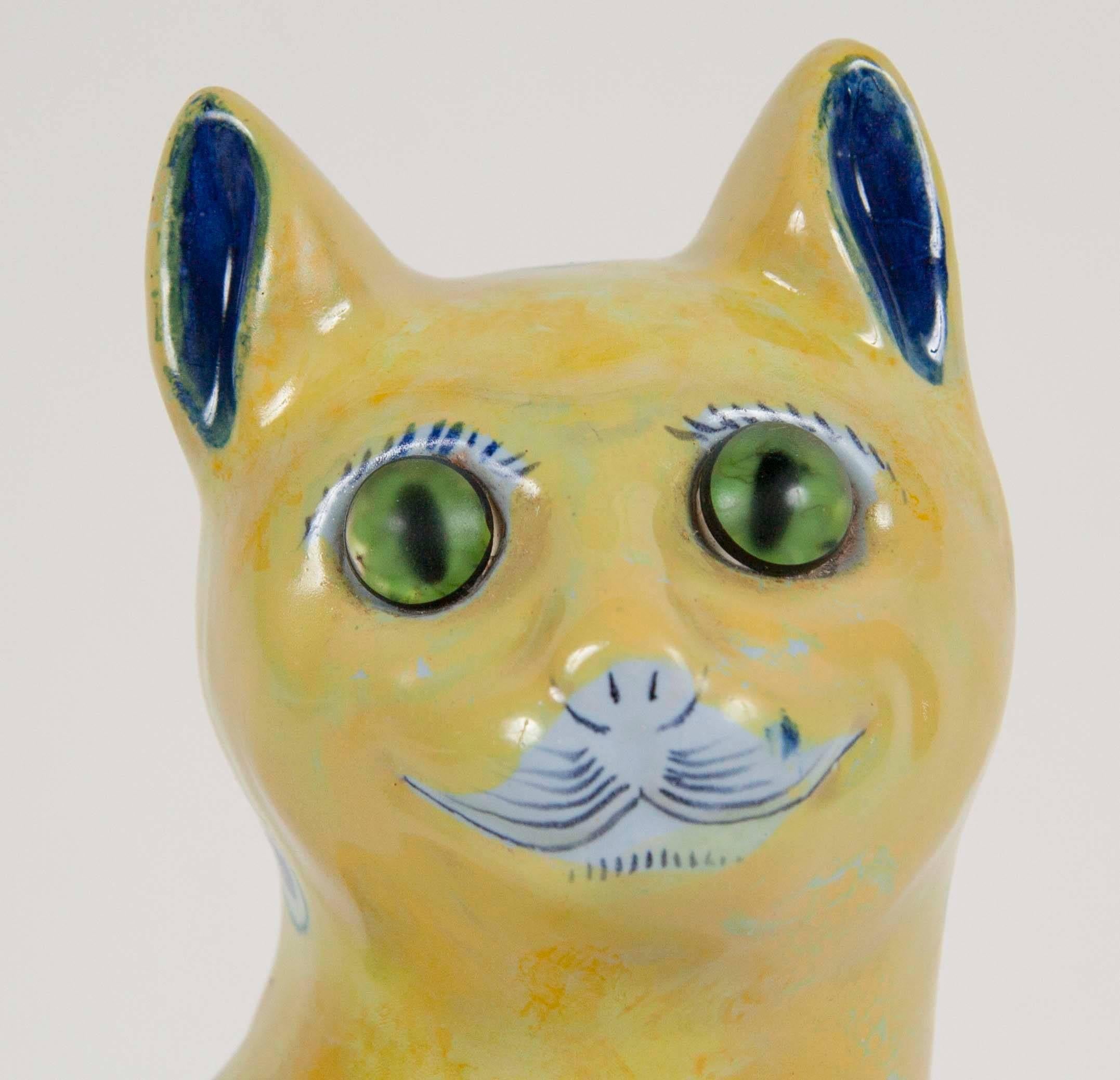 Emile Galle Ceramic Cat In Excellent Condition In Stamford, CT