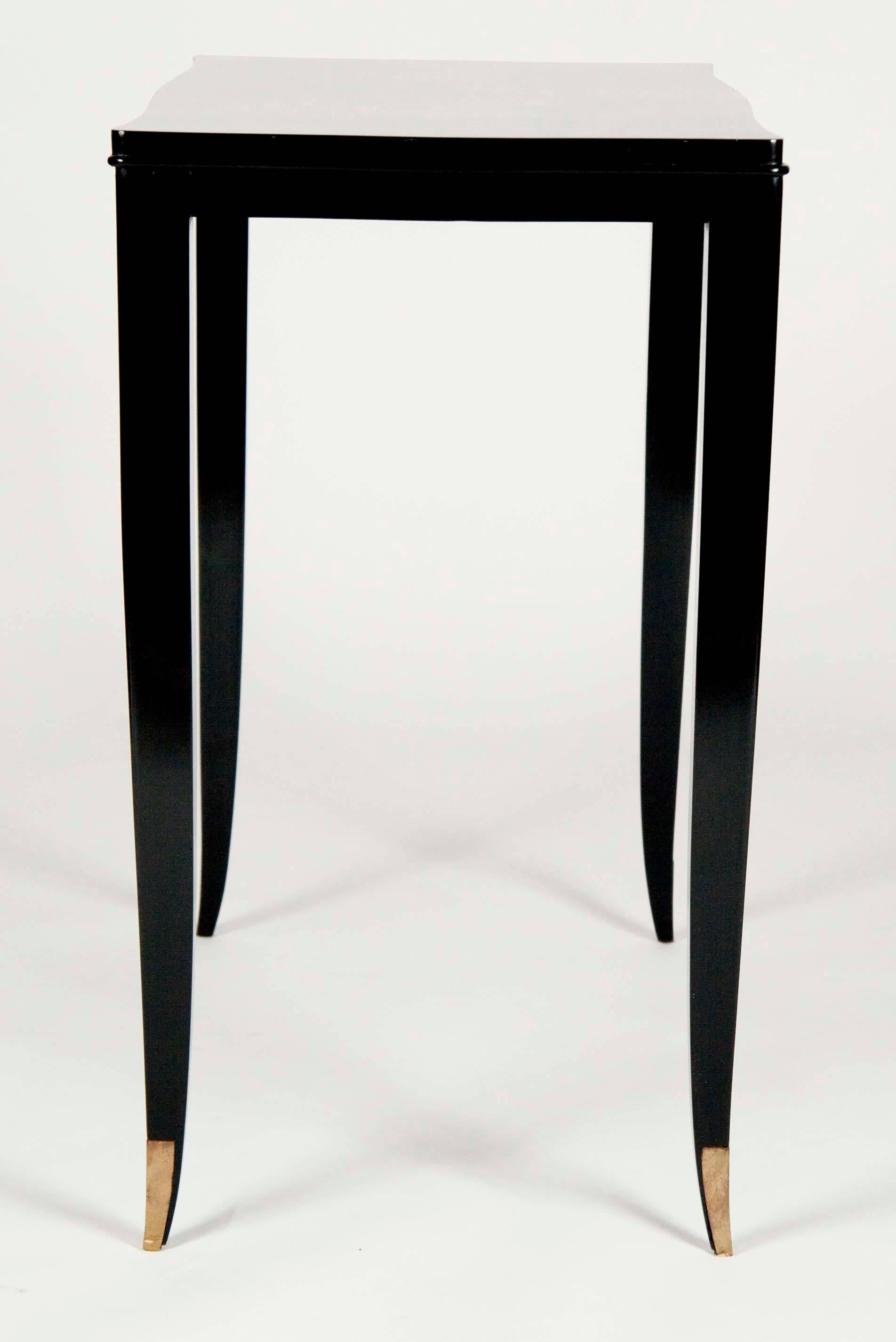 French Pair of Ebonized Console Tables Designed by Andre Arbus