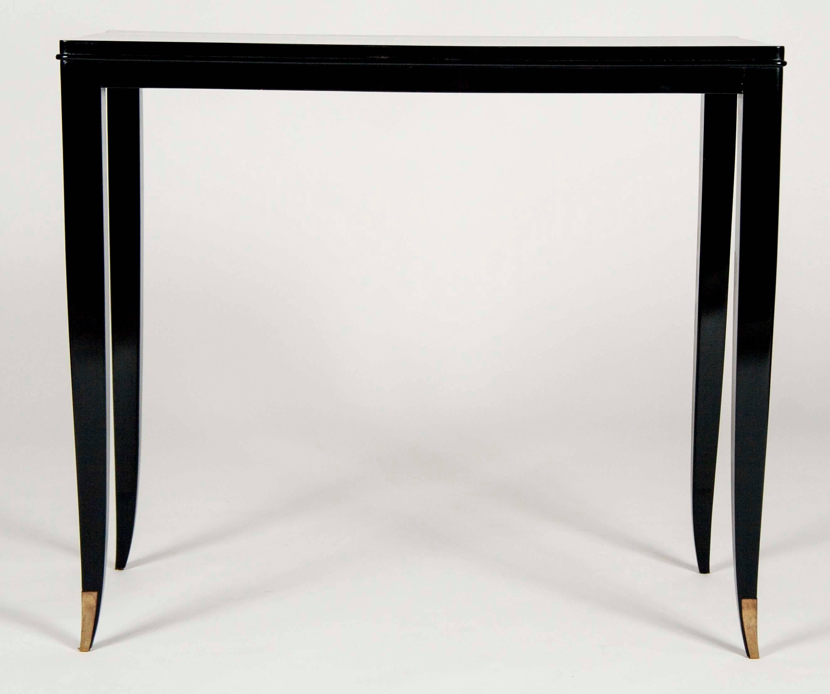 Art Deco Pair of Ebonized Console Tables Designed by Andre Arbus