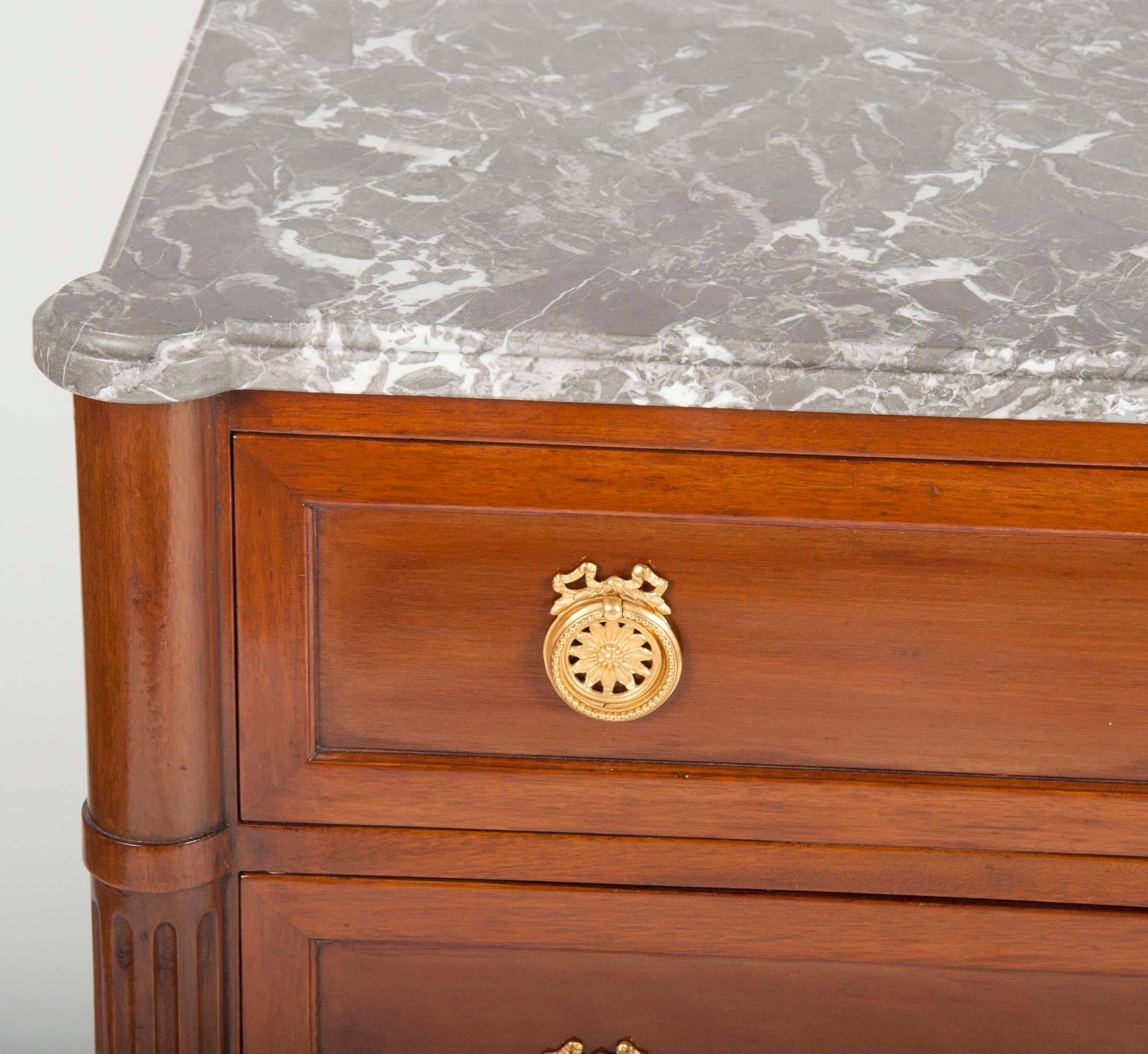 Pair of Neoclassical Style Marble-Top Commodes 1