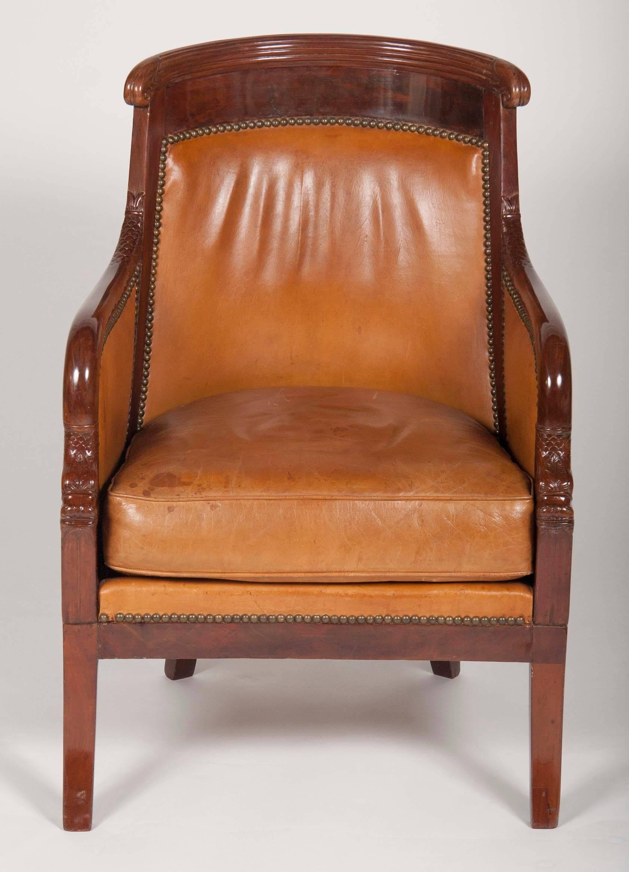 French Matched Pair of Mahogany Louis Philippe Bergères