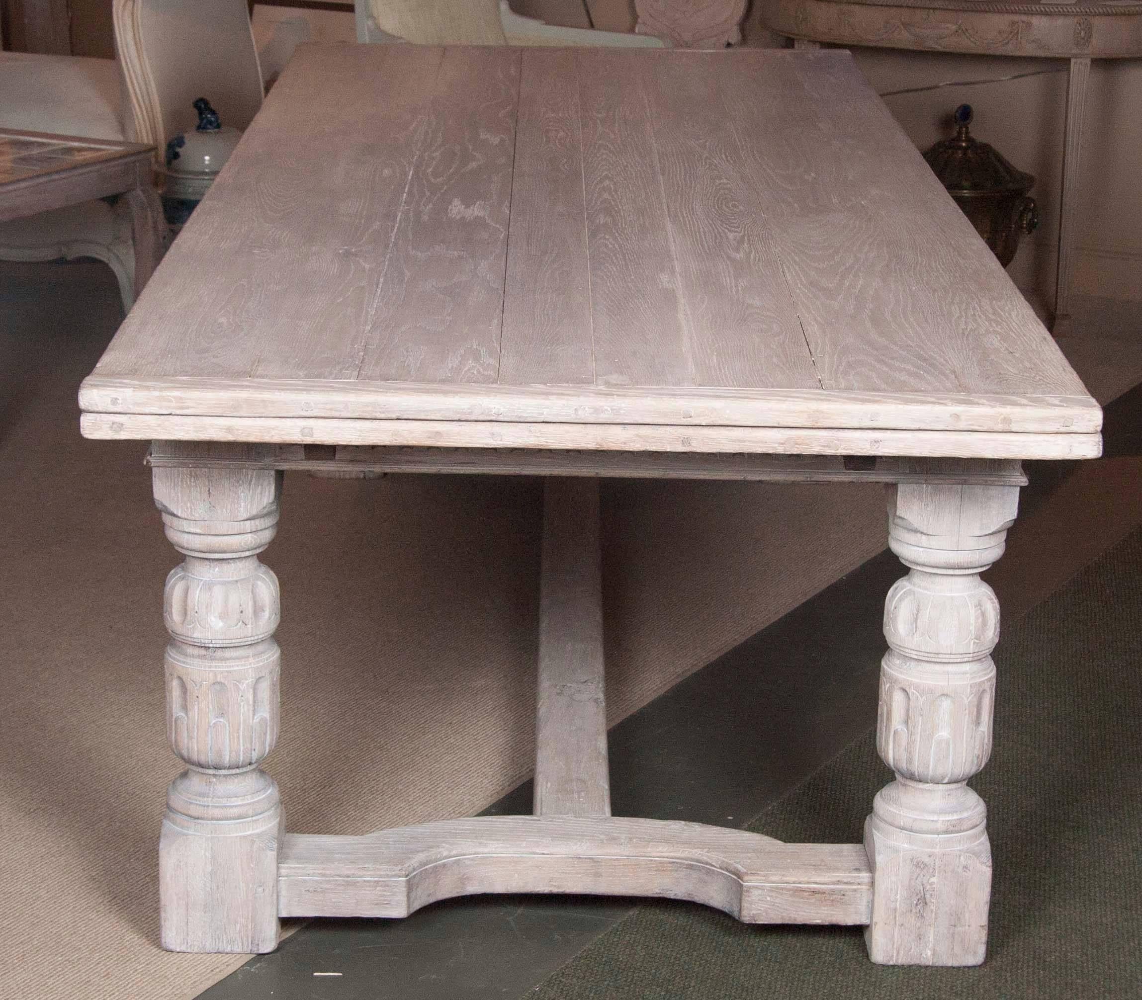 20th Century Large Limed Oak Refectory Table