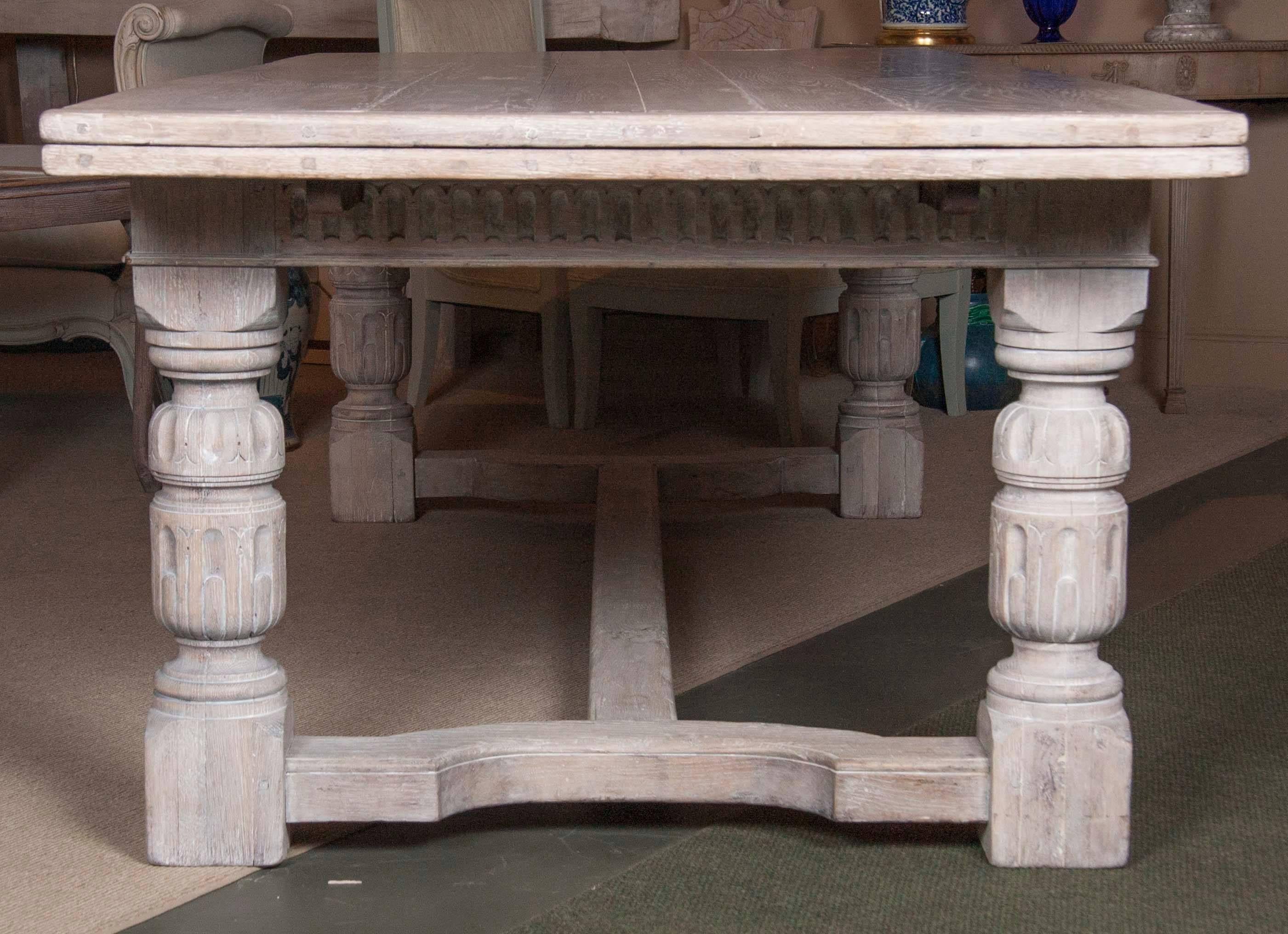 Large Limed Oak Refectory Table 1