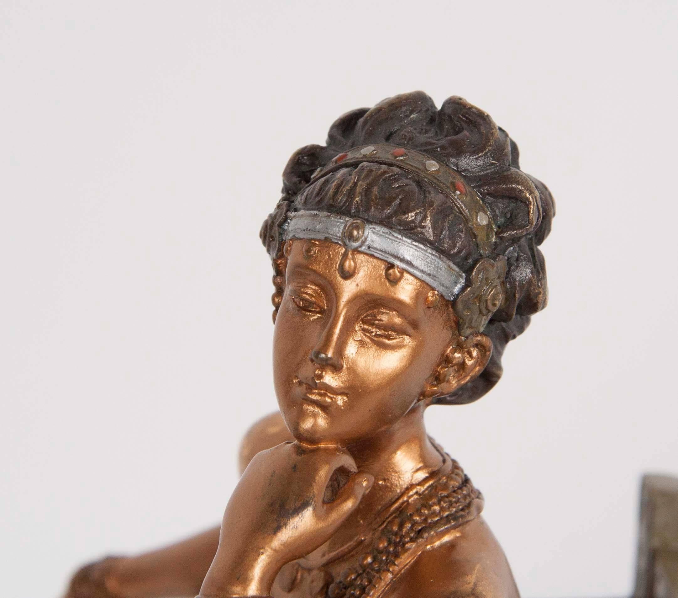 Bronze of an Orientalist Woman Signed Bergman In Excellent Condition In Stamford, CT