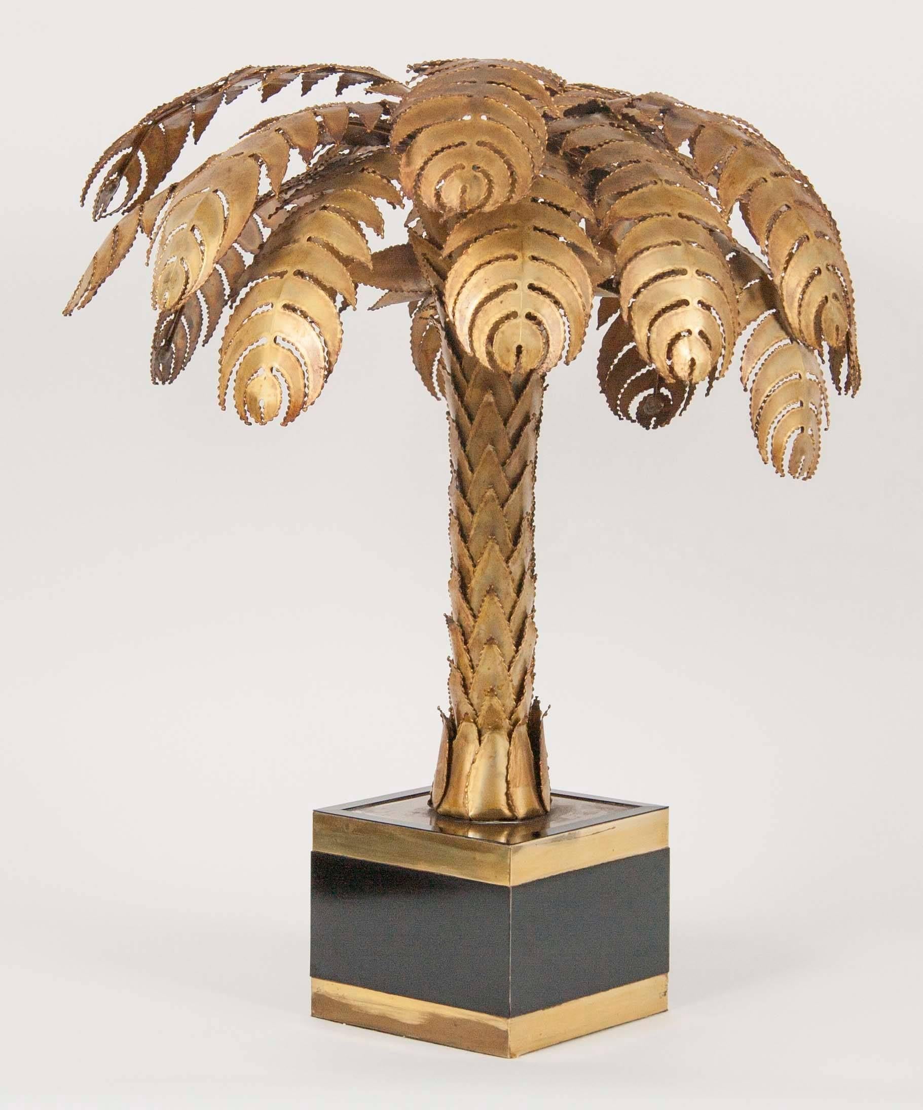 Modern Matched Pair of Maison Jansen Palm Tree Lamps
