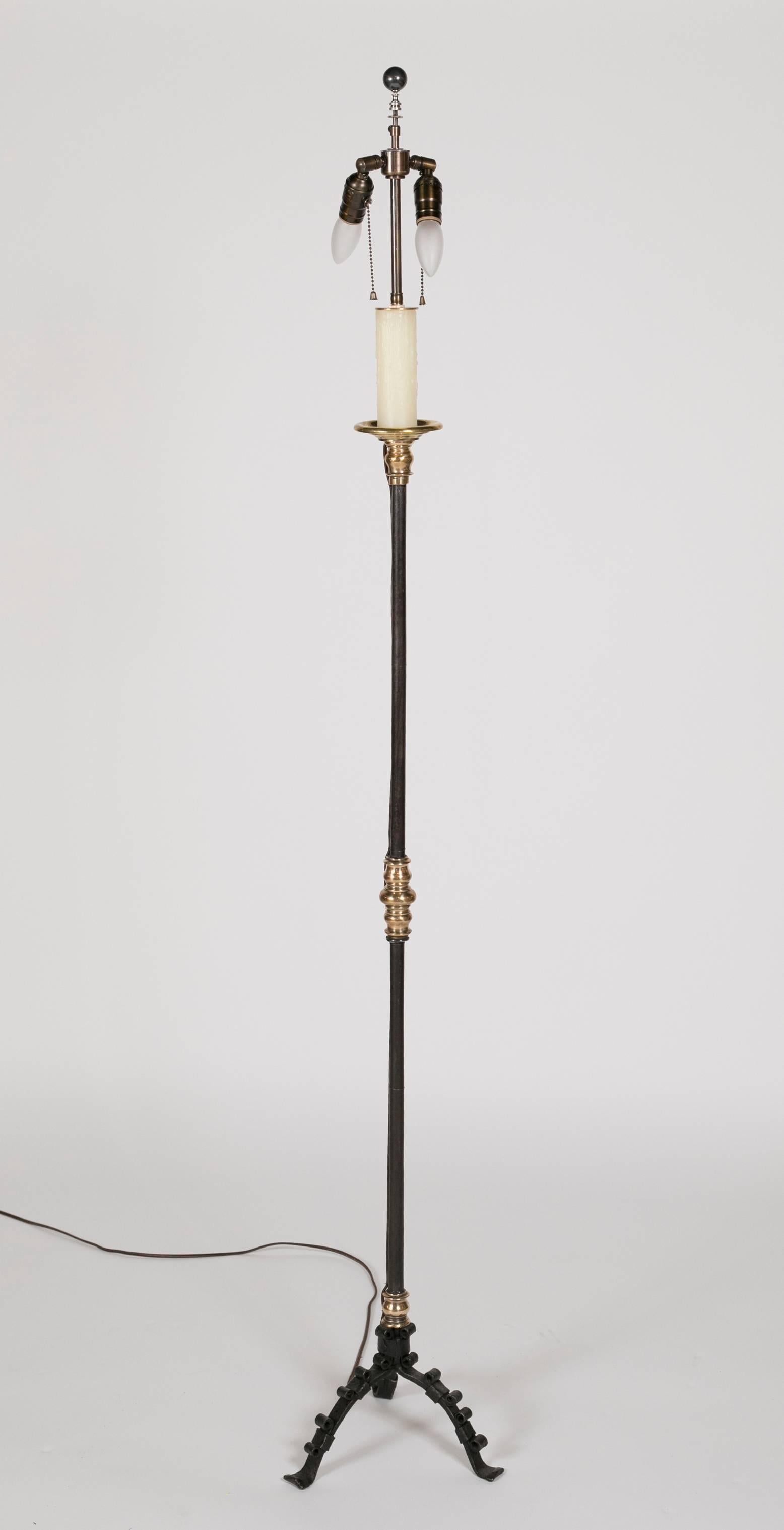 Baroque Brass and Hand-Wrought Iron Floor Lamp