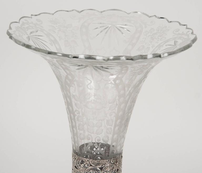 19th Century Repousse & Openwork Cut and Etched Crystal Vase 19th Century Repousse & Openwork Cut and Etched Crystal Vase