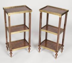 Pair of Louis XVI Style Three-Tier Side Tables
