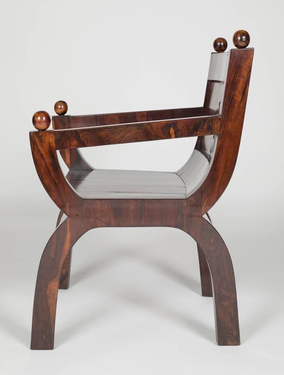 19th Century Olivewood Curule Form Armchair 19th Century Olivewood Curule Form Armchair