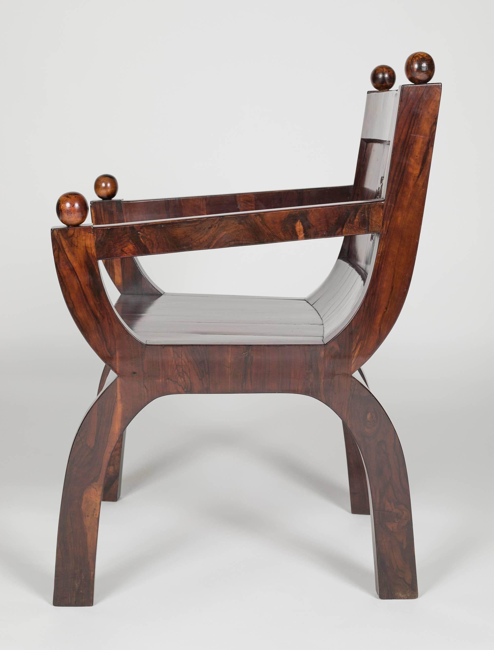 19th Century Olivewood Curule Form Armchair For Sale 1