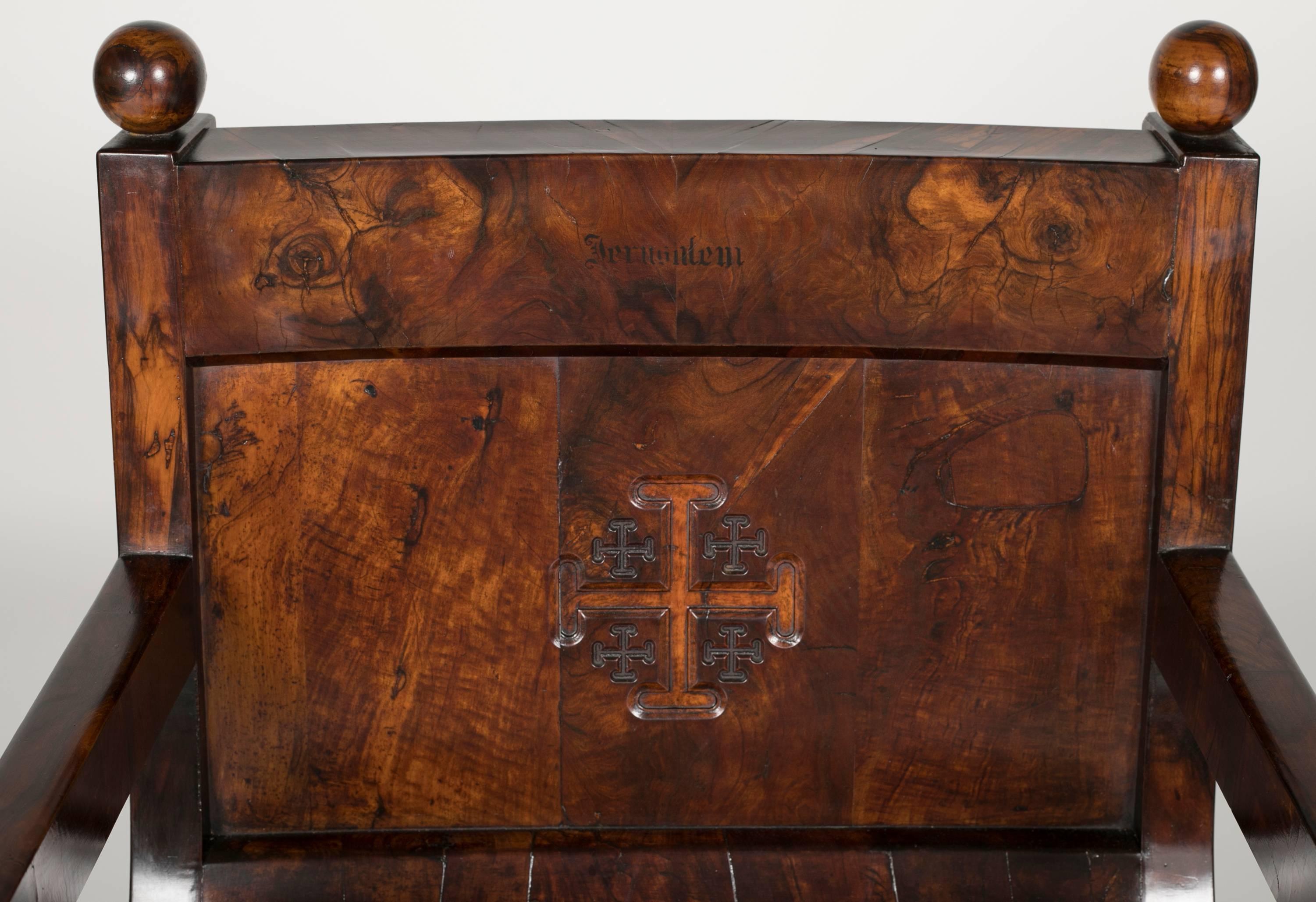 19th Century Olivewood Curule Form Armchair In Good Condition For Sale In Stamford, CT