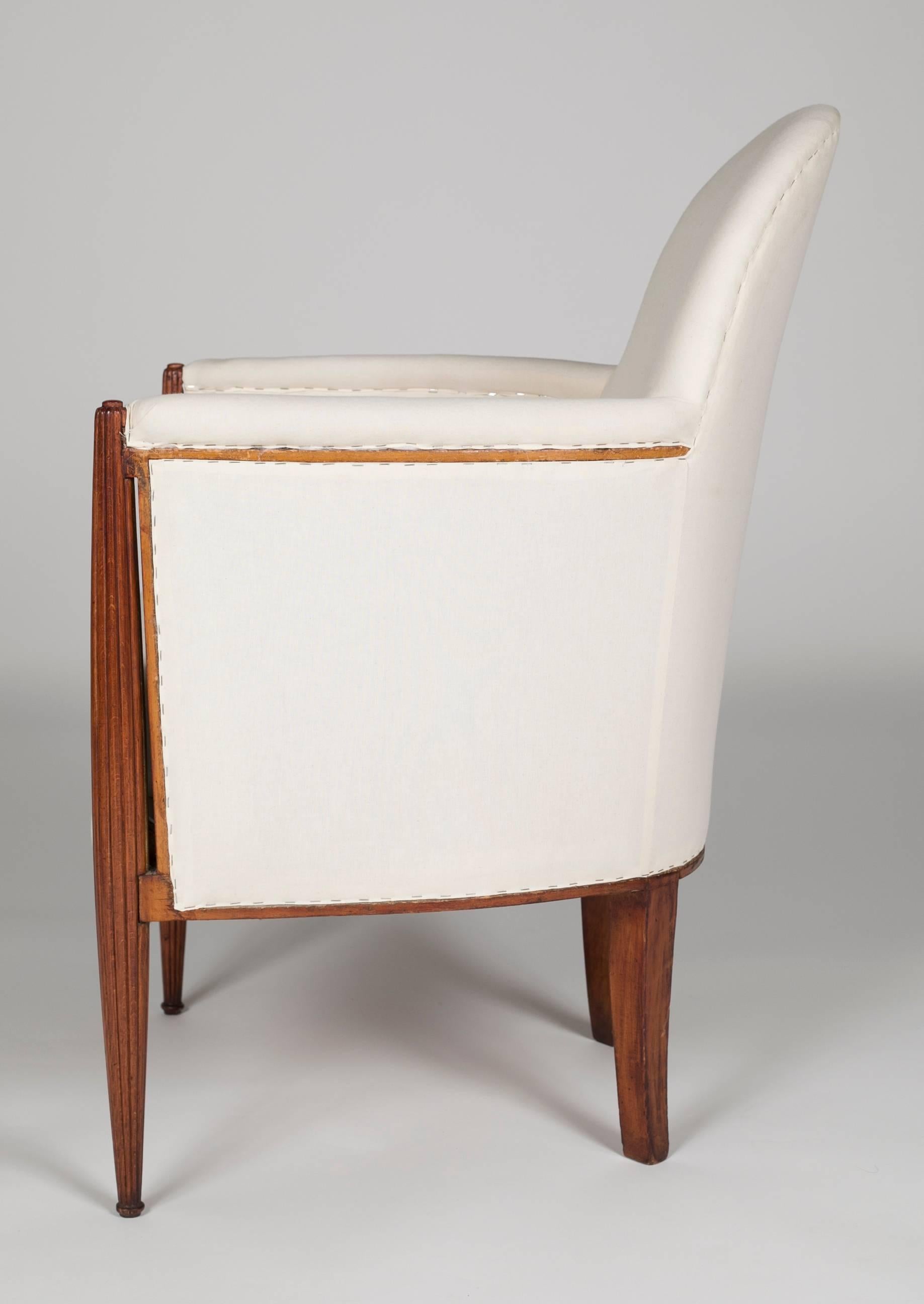 French Art Deco Reeded Armchair In Excellent Condition In Stamford, CT