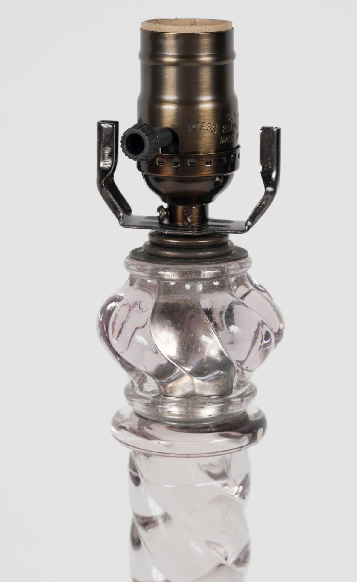 French Matched Pair of Classic Baccarat Twist Lamps
