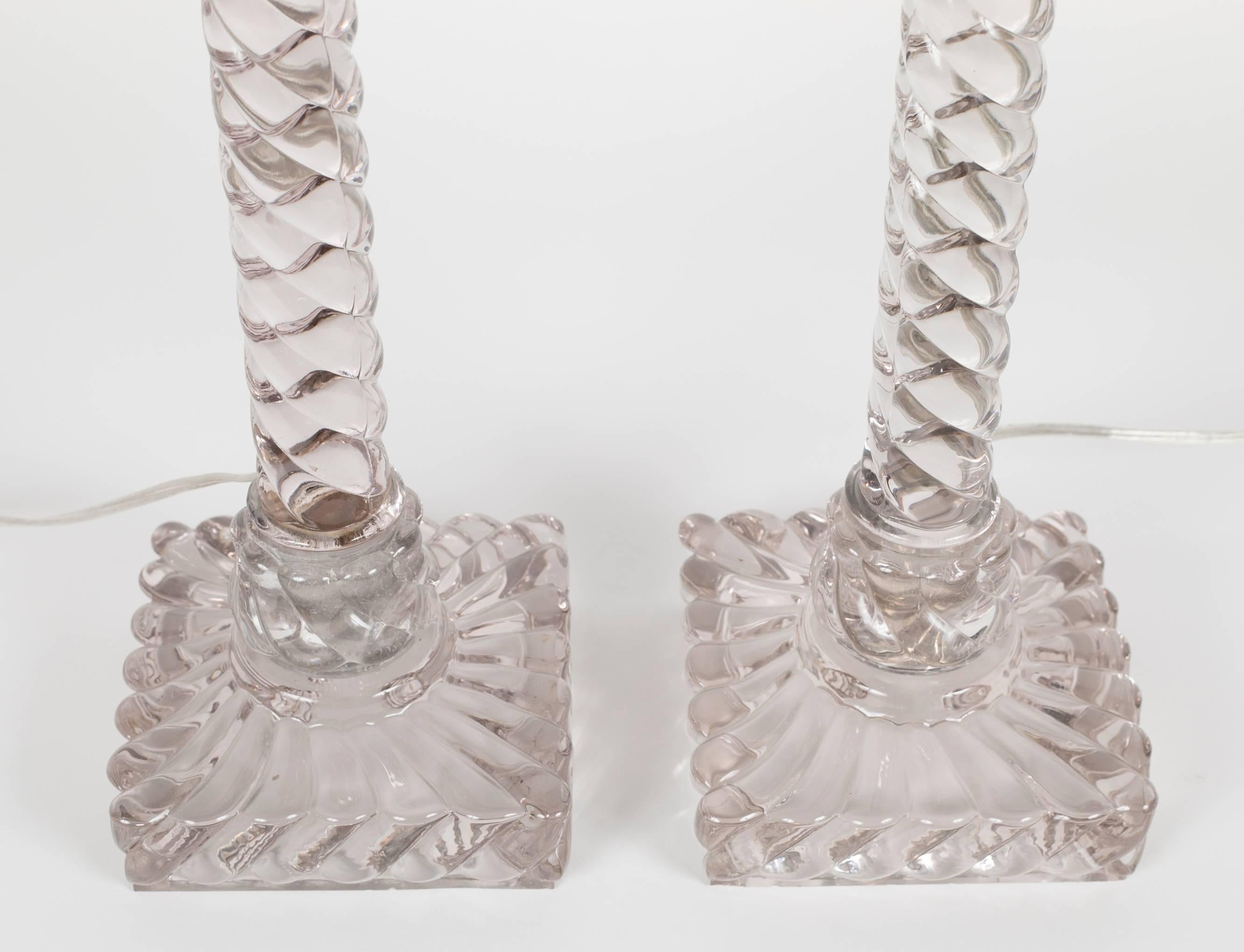 Matched Pair of Classic Baccarat Twist Lamps 1