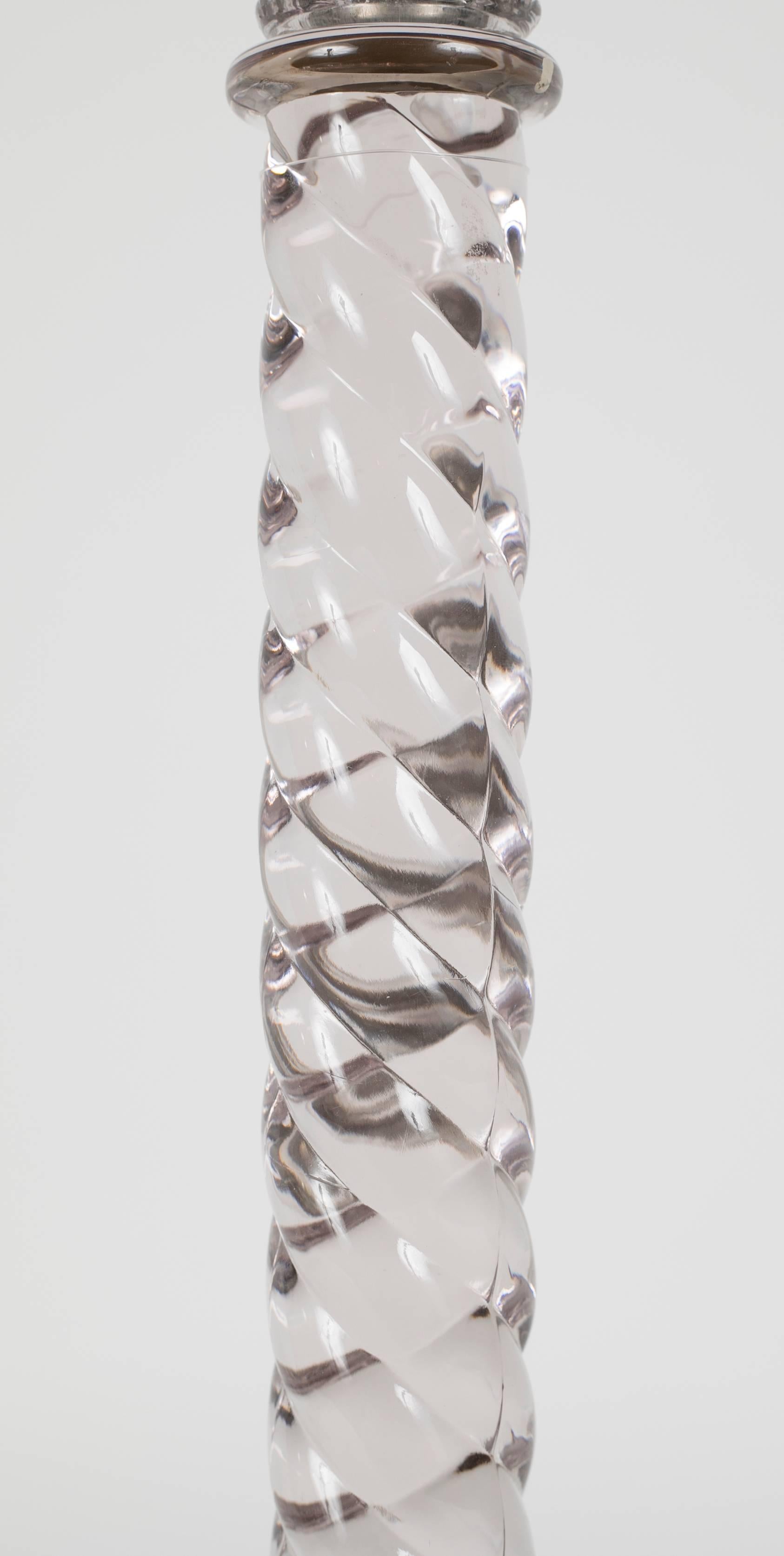 Matched Pair of Classic Baccarat Twist Lamps In Good Condition In Stamford, CT