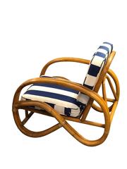 Pair of Paul Frankl Style Double Bamboo Pretzel Lounge Chairs