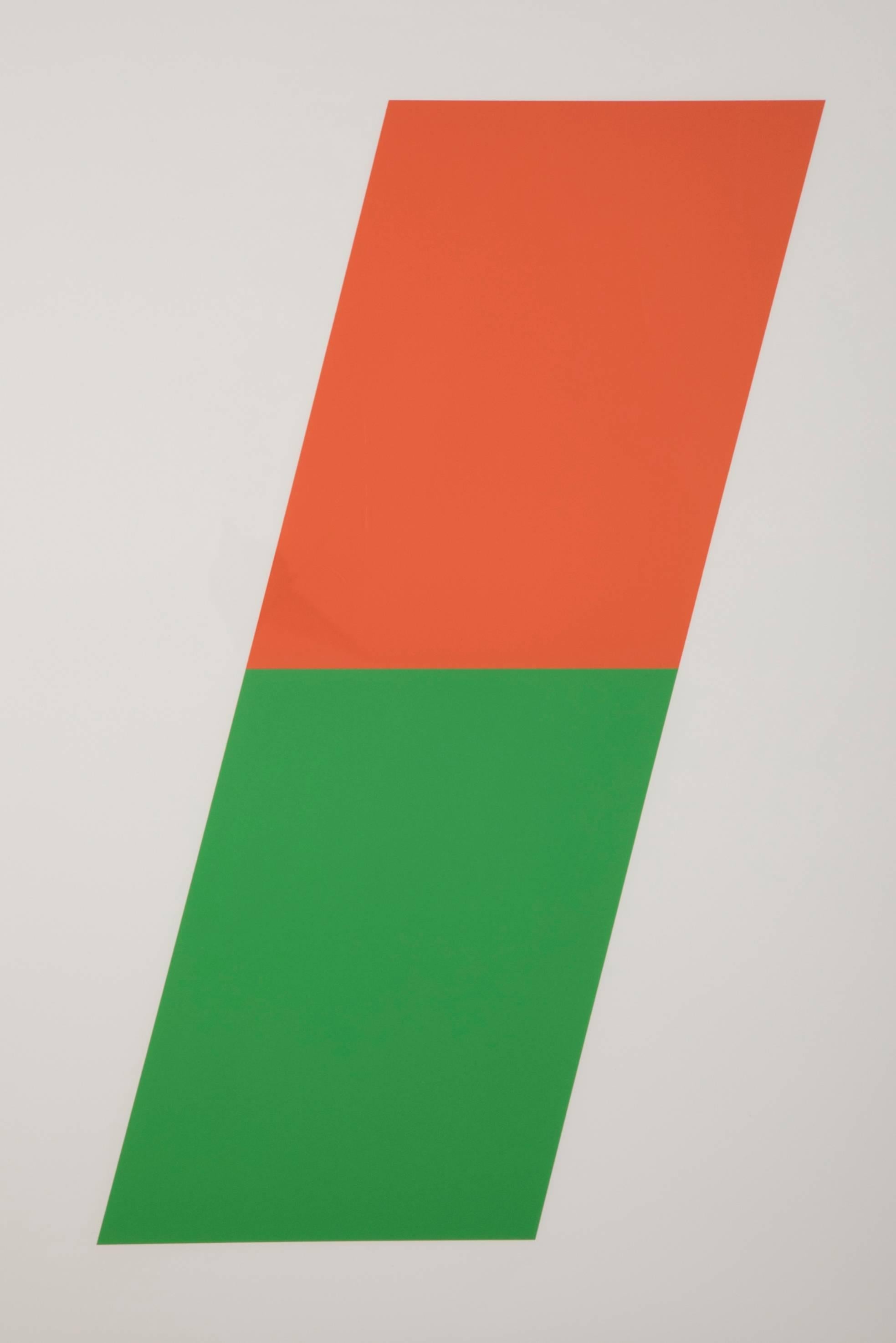 Ellsworth Kelly (1923-2015)
Orange/Green, 1970
Lithograph in colors on wove paper, signed in pencil and annotated 'Printers Proof II' (aside from the edition of 75), with the blindstamp of the publisher, Gemini G.E.L., Inc, Los Angeles, printed by