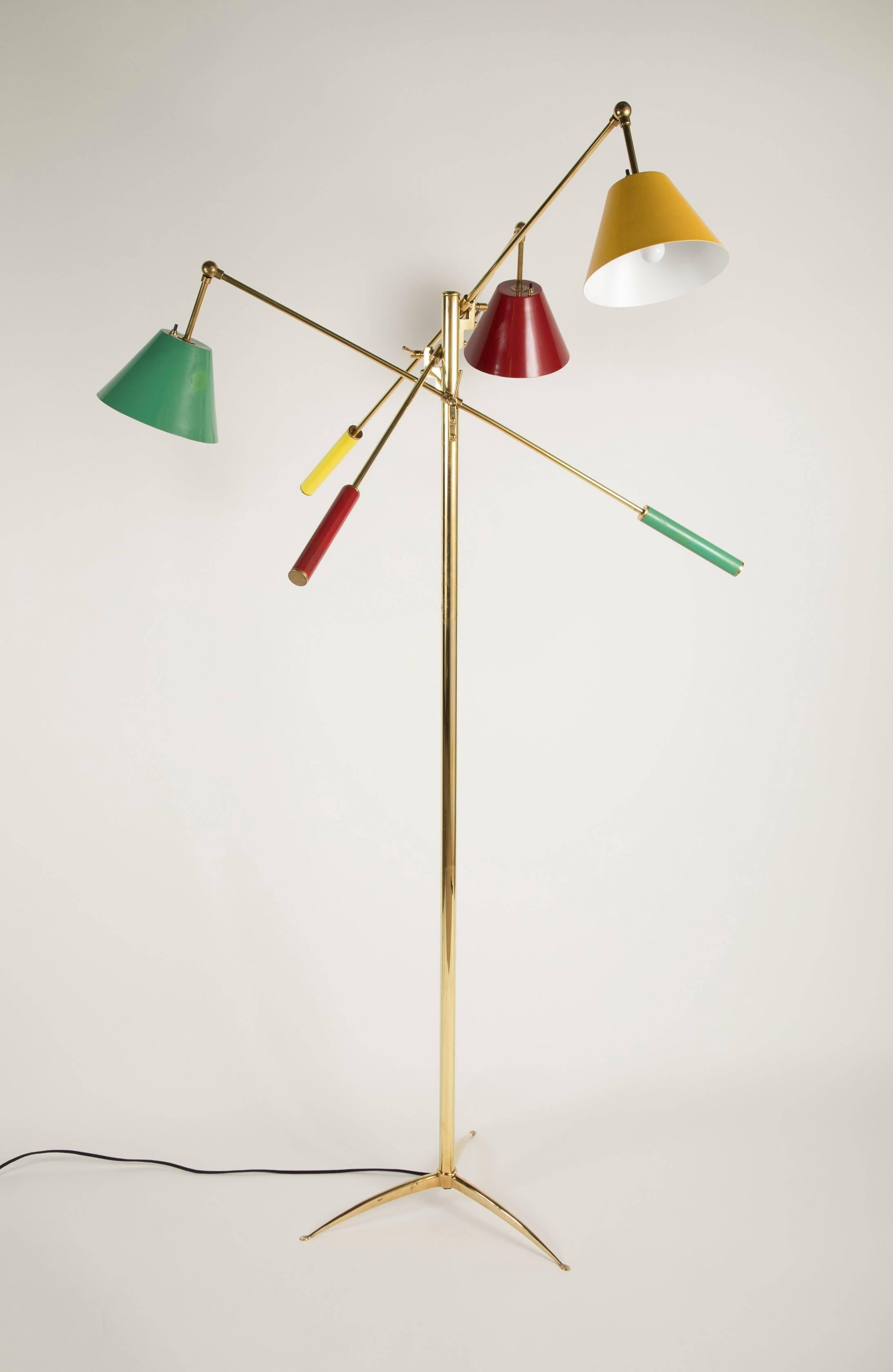 Brass Triennale Floor Lamp in the style of Arredoluce and Angelo Lelli