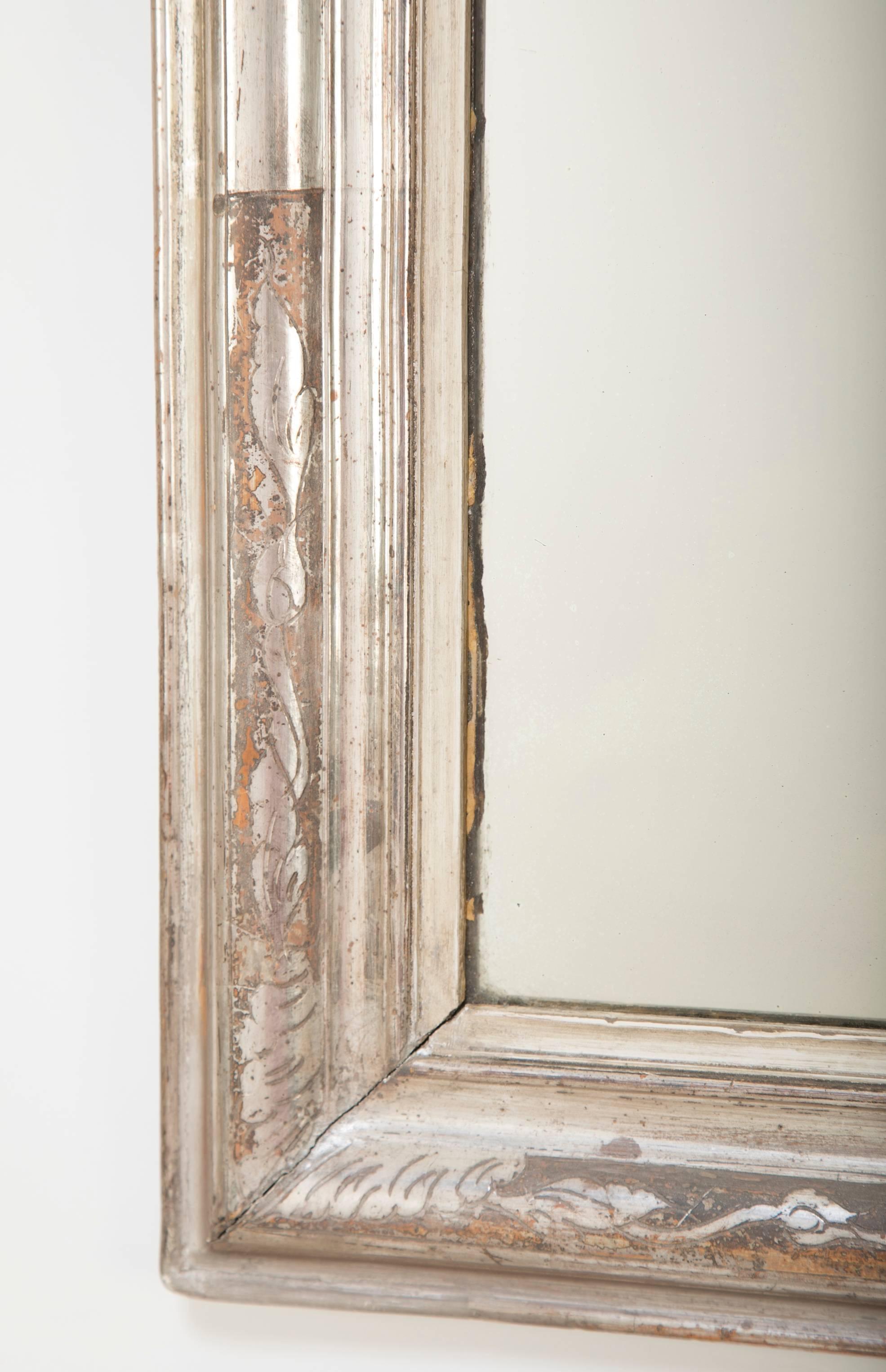 19th Century French, Louis Philippe Period Silvered Arch Top Mirror