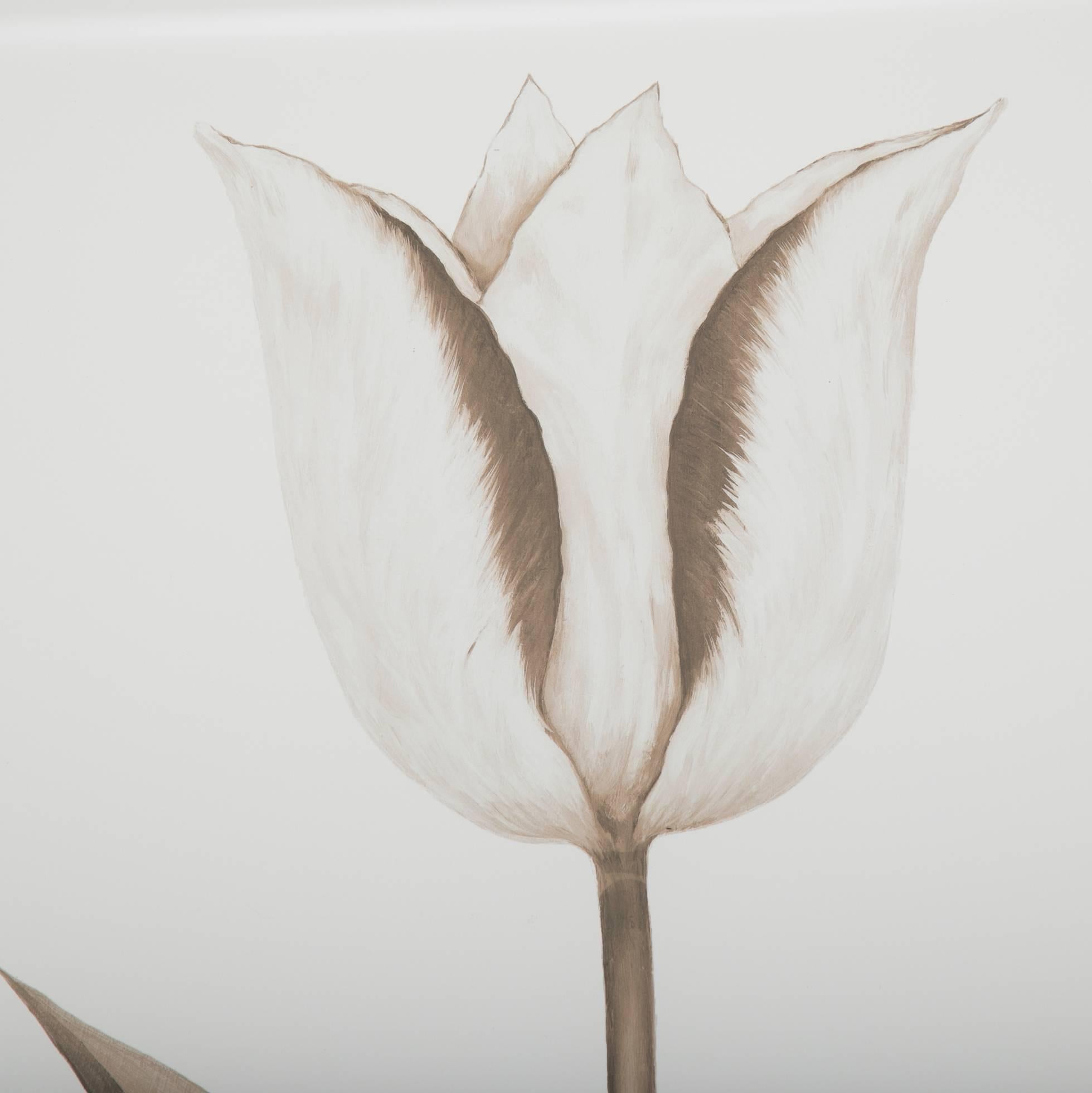 Paper Pair of Ink Wash Drawings Depicting Tulips by Meredith Masters