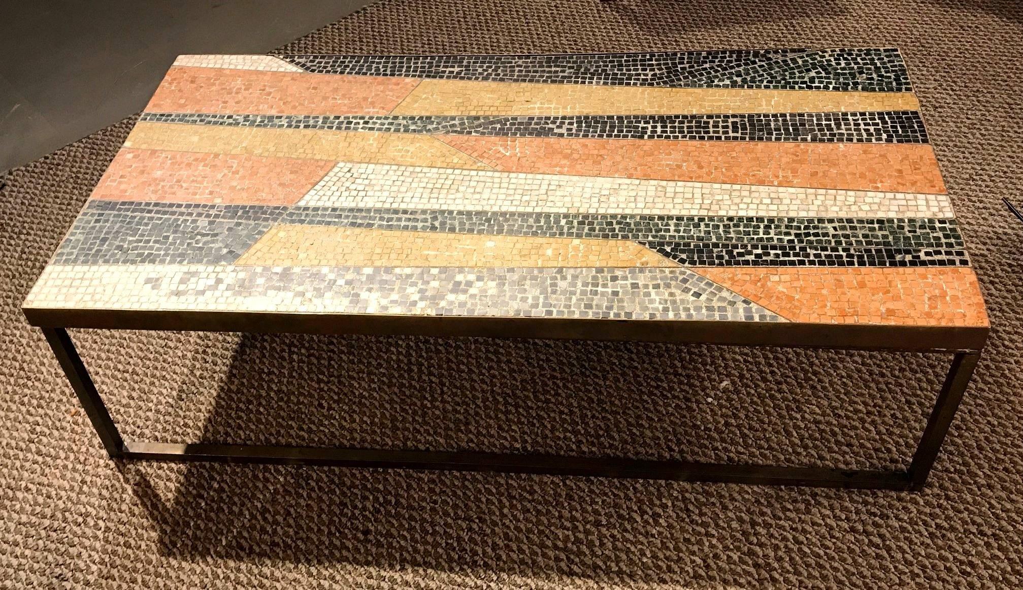 French Mosaic Coffee Table In Excellent Condition In Stamford, CT