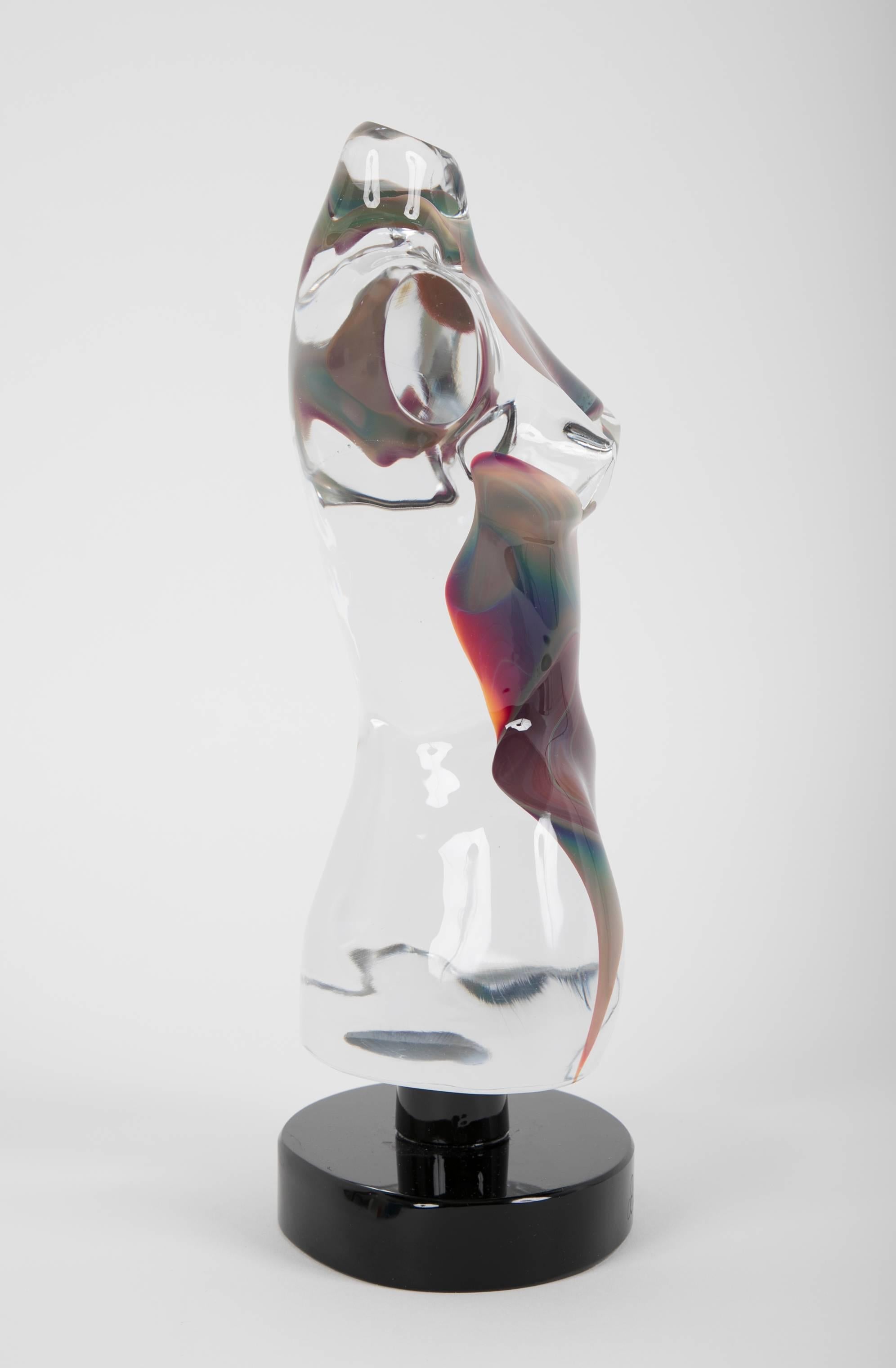 American Murano Calcedonia  Glass Sculpture Signed Dino Rosin For Sale