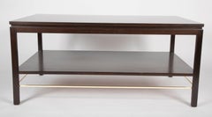Custom Edward Wormley for Dunbar Mahogany Library Table with Brass Stretcher