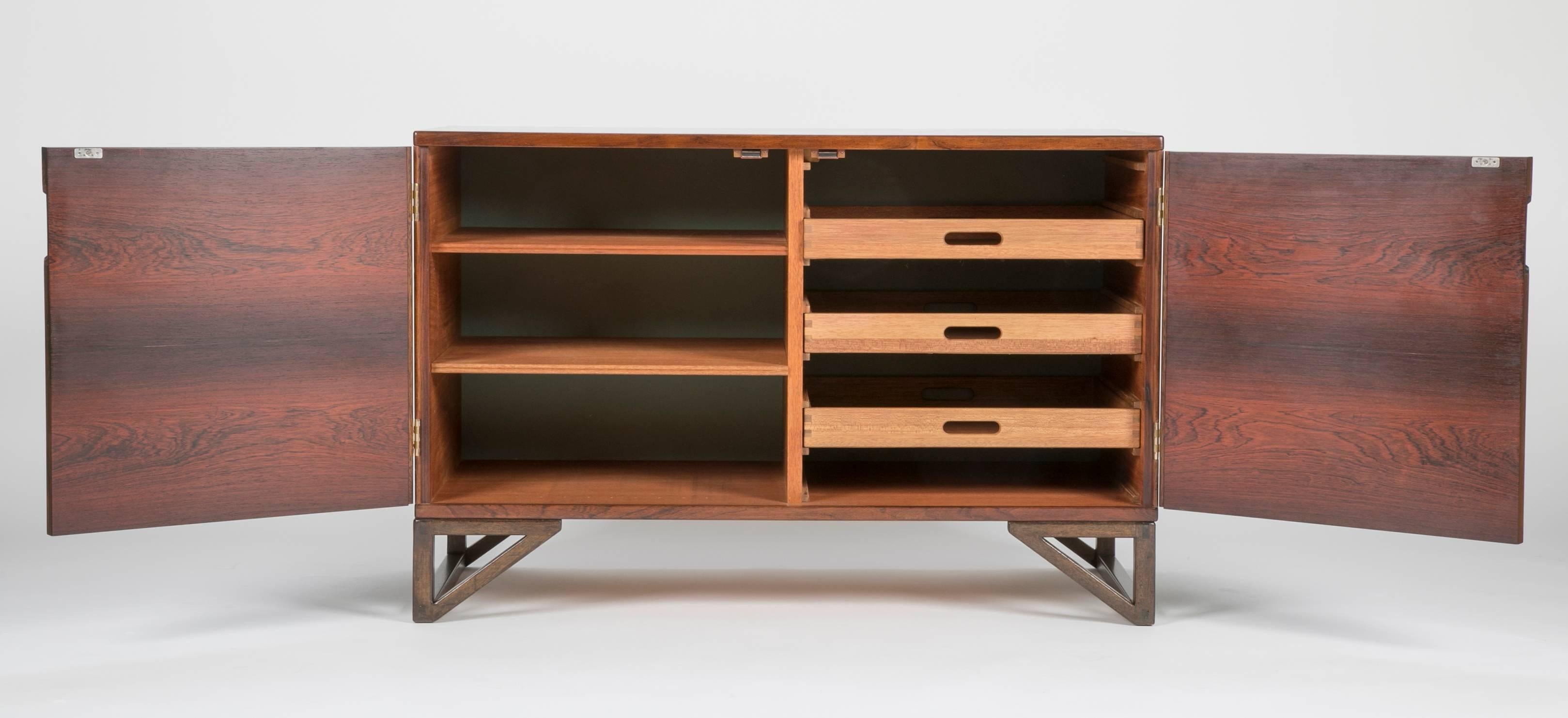 Danish Rosewood and Brass Cabinet by Svend Langkilde