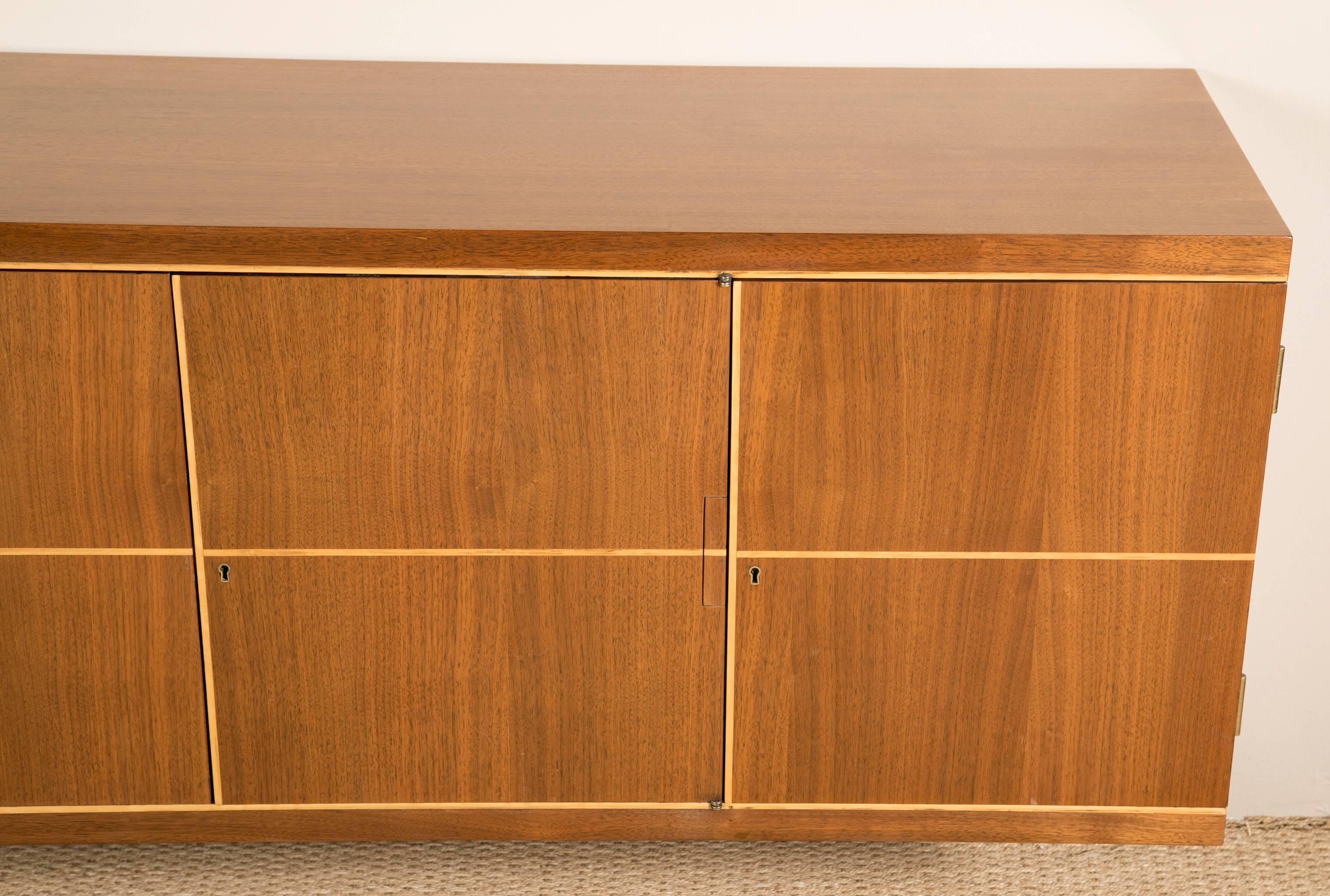 Tommi Parzinger Design Four-Section Walnut Credenza In Good Condition In Stamford, CT
