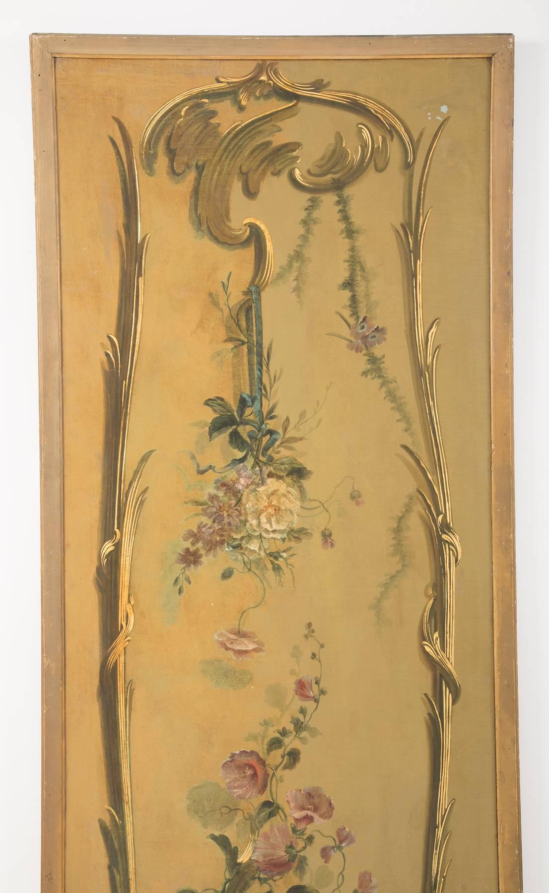 French Set of Four Large Chinoiserie Painted Panels 5