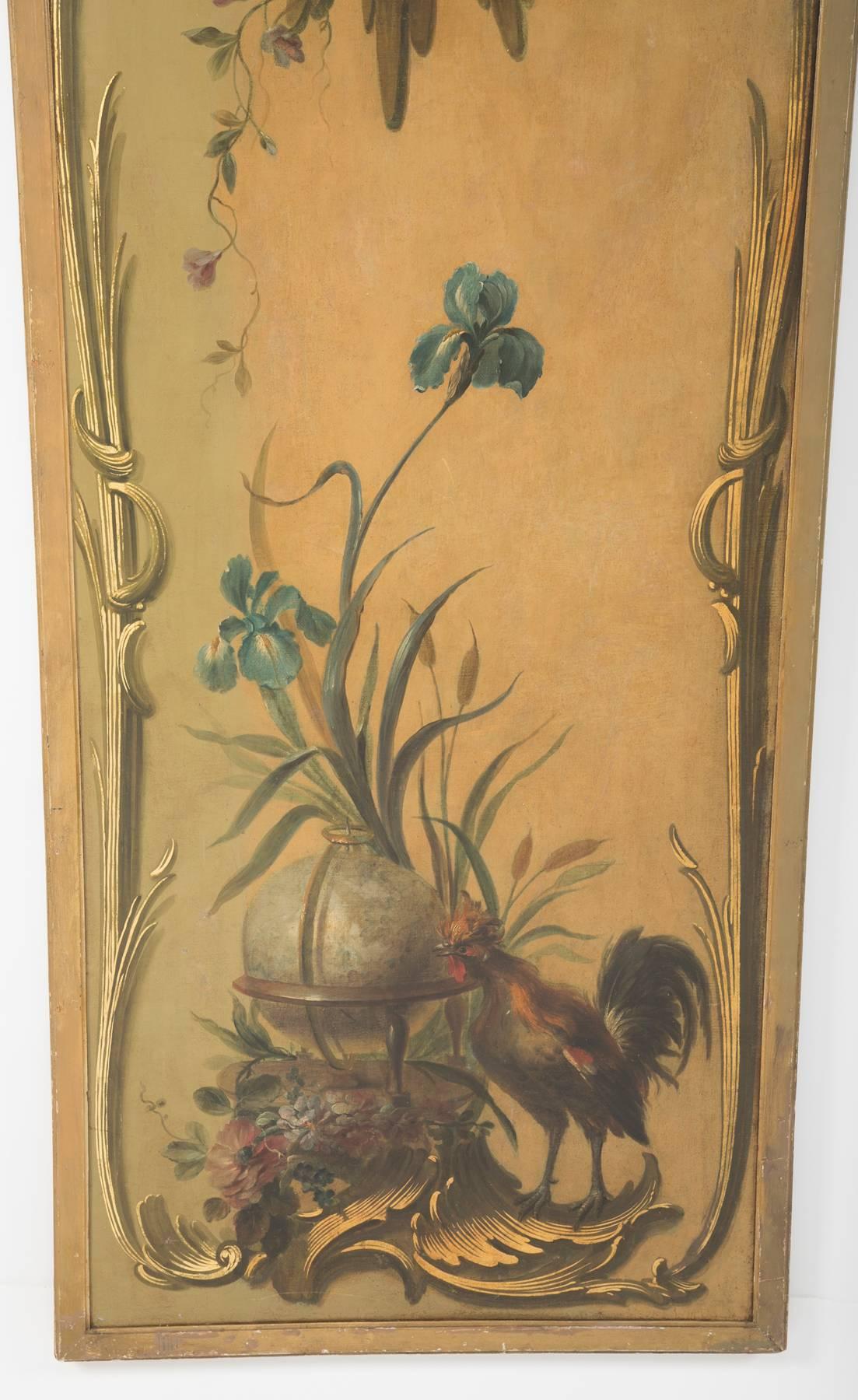 French Set of Four Large Chinoiserie Painted Panels 4