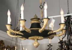 Lampadario a nove luci in bronzo patinato e dorato francese D'ore