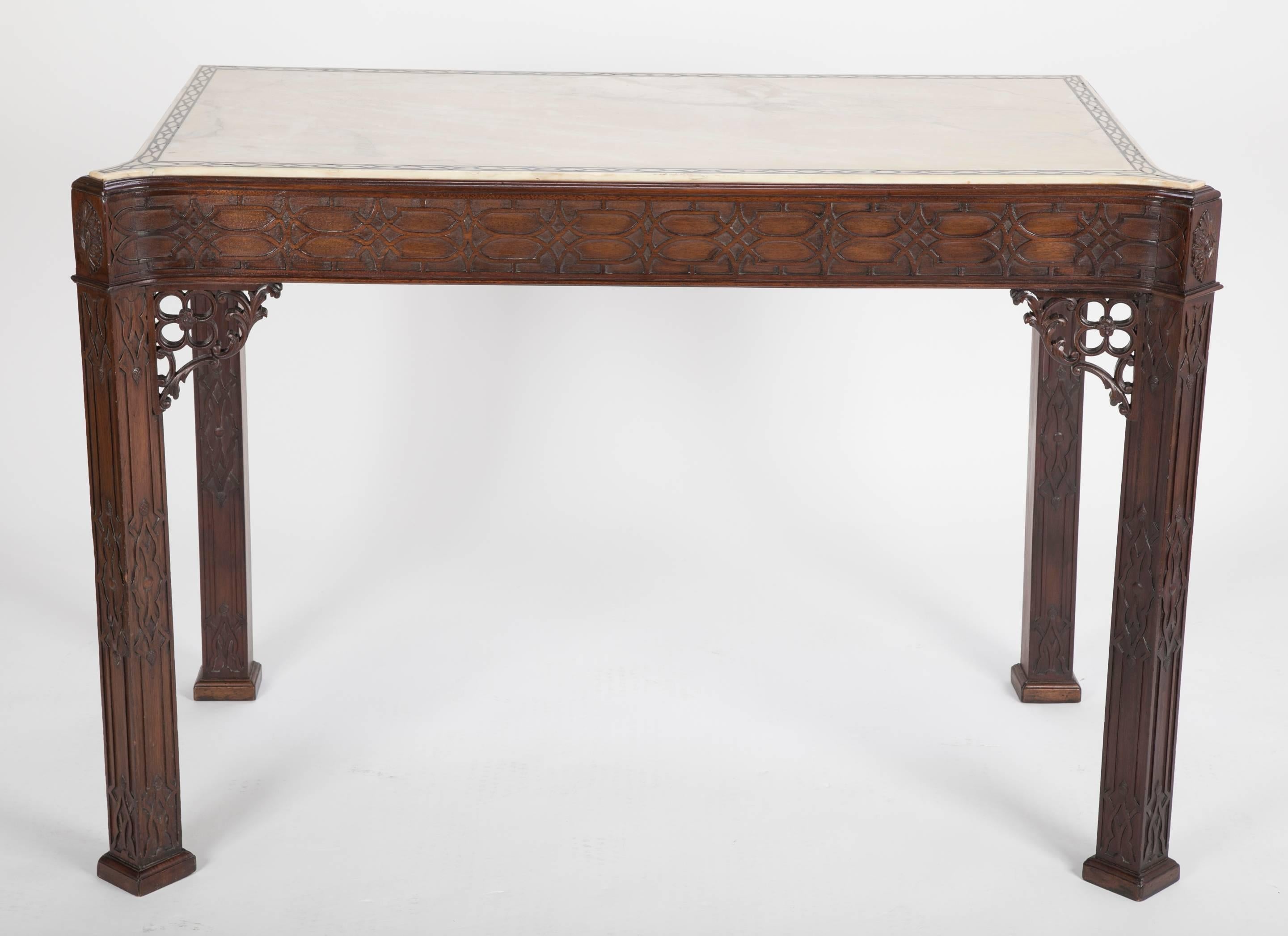 English Chippendale Style Marble-Top Console 1